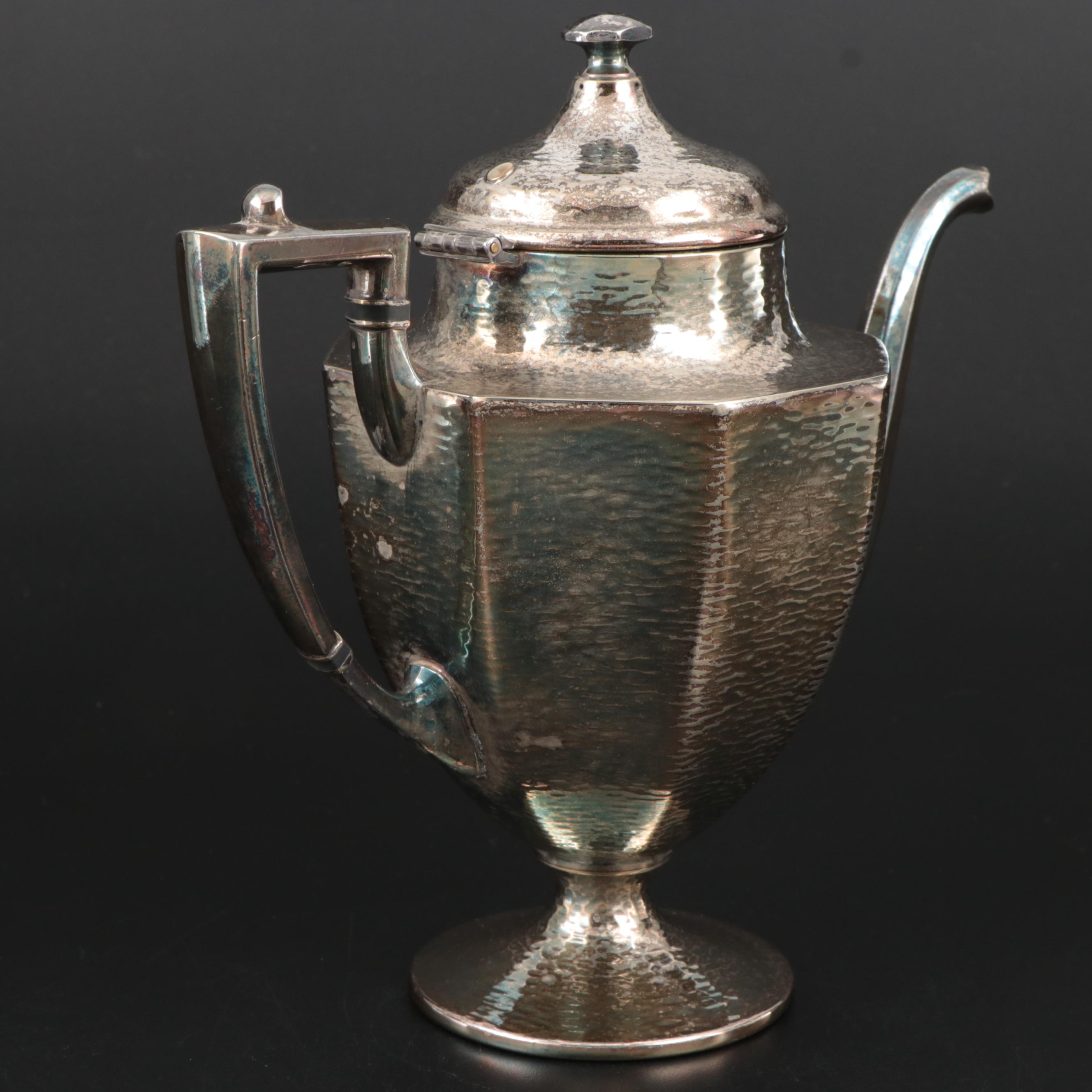 Cincinnati Homan Mfg. Co. Hammered Silver Plate Tea Set