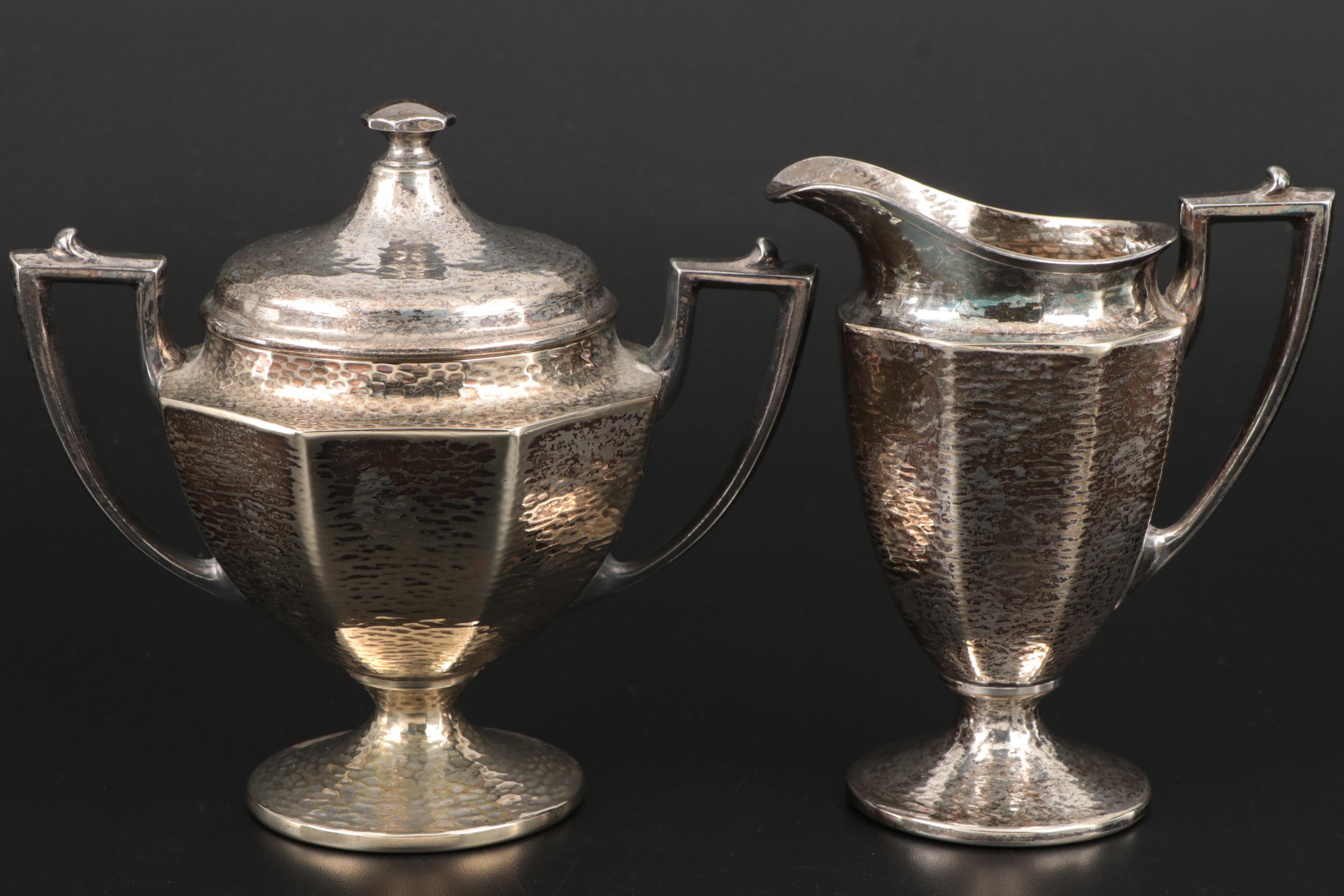 Cincinnati Homan Mfg. Co. Hammered Silver Plate Tea Set