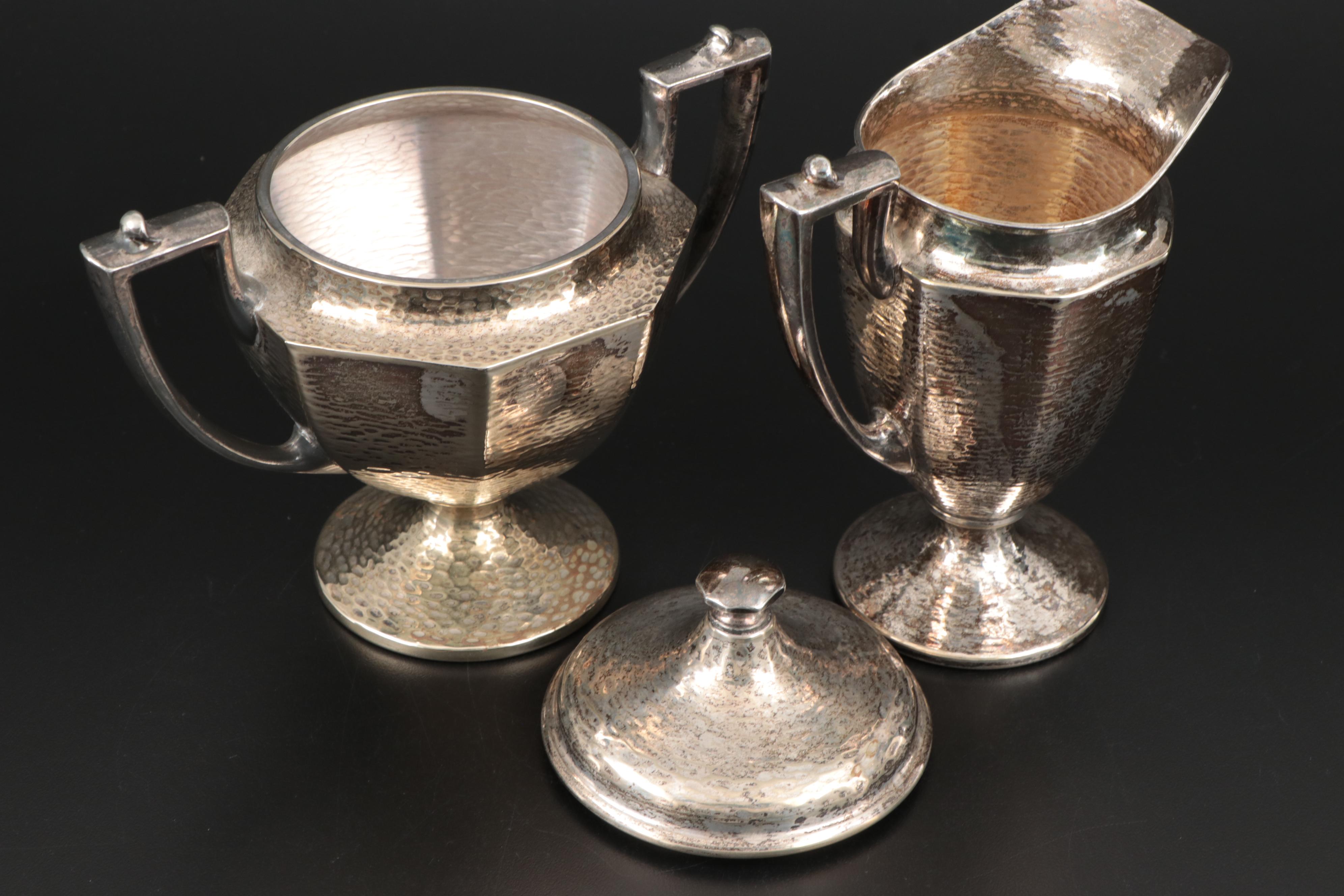 Cincinnati Homan Mfg. Co. Hammered Silver Plate Tea Set