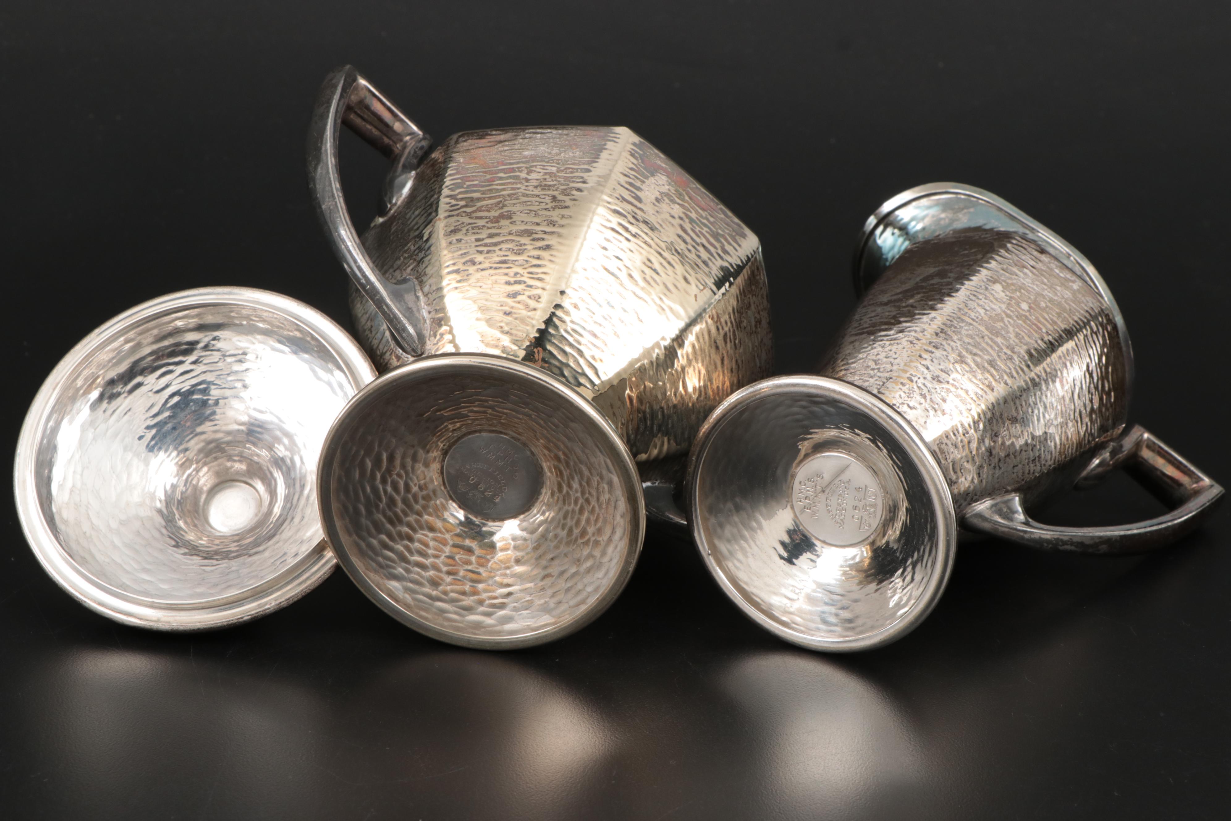 Cincinnati Homan Mfg. Co. Hammered Silver Plate Tea Set
