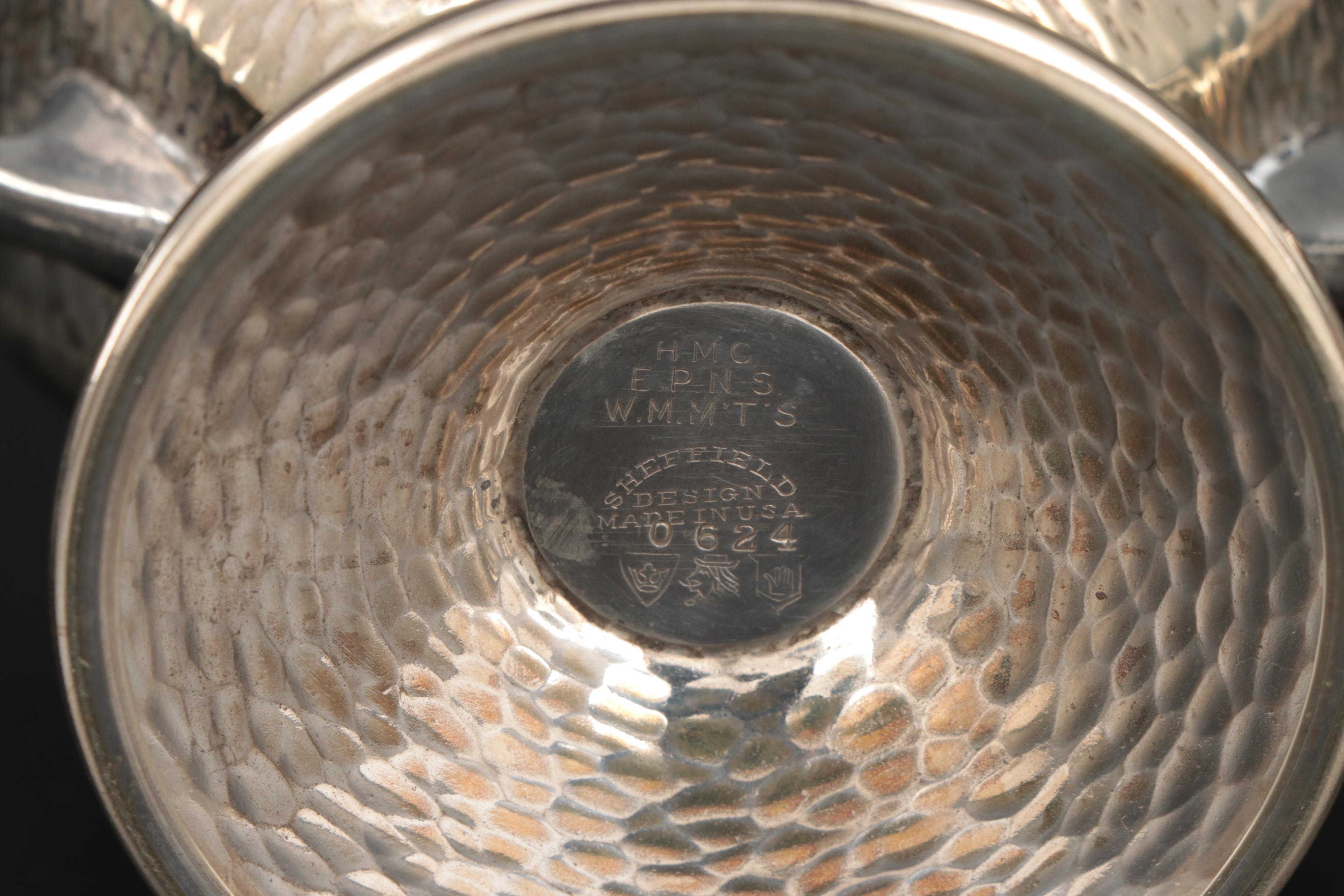 Cincinnati Homan Mfg. Co. Hammered Silver Plate Tea Set