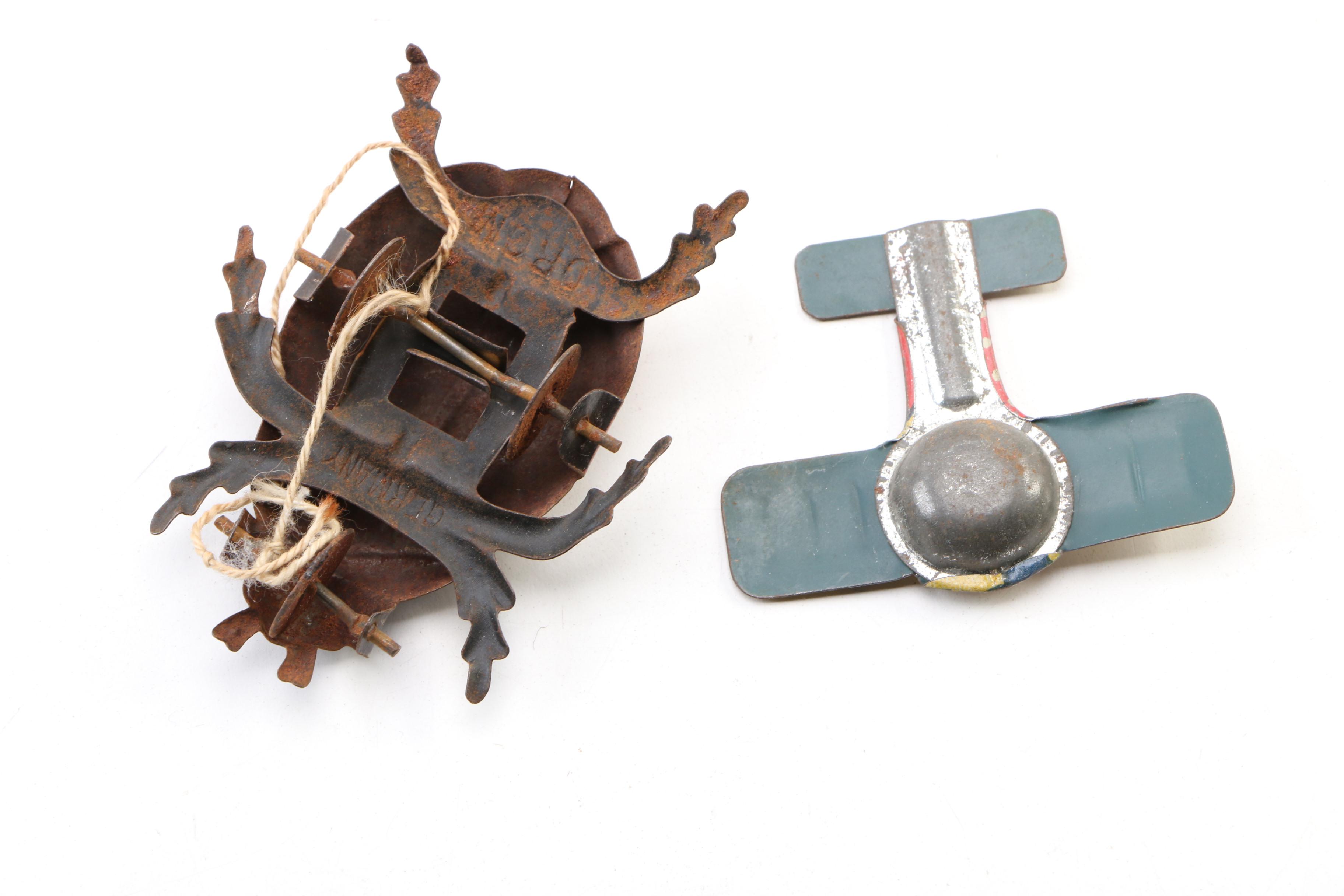 Tin Lithograph Halloween Noisemaker and Navy VF-127 Fighter Jet Toys, Vintage