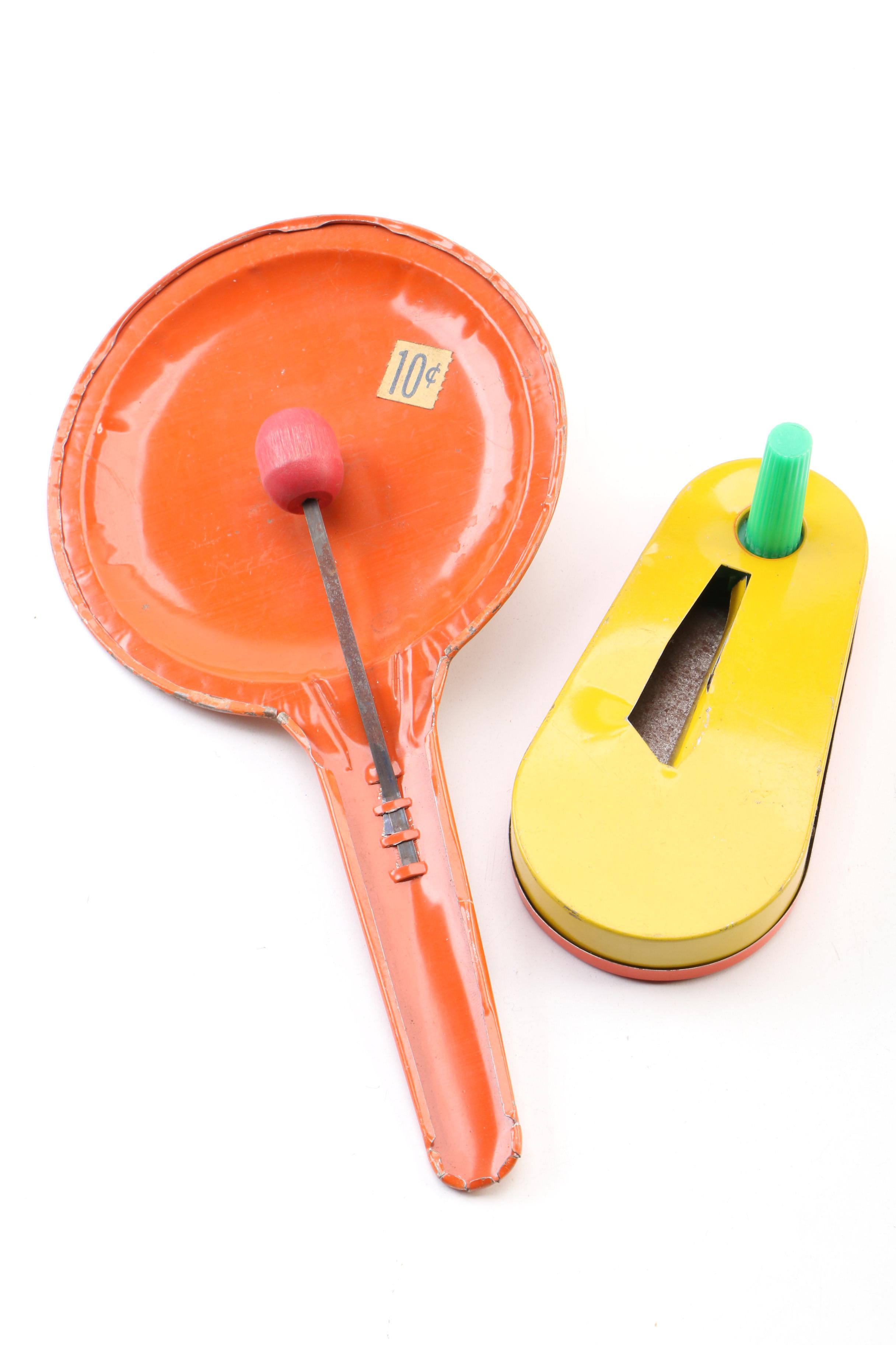 Tin Lithograph Halloween Noisemaker and Navy VF-127 Fighter Jet Toys, Vintage