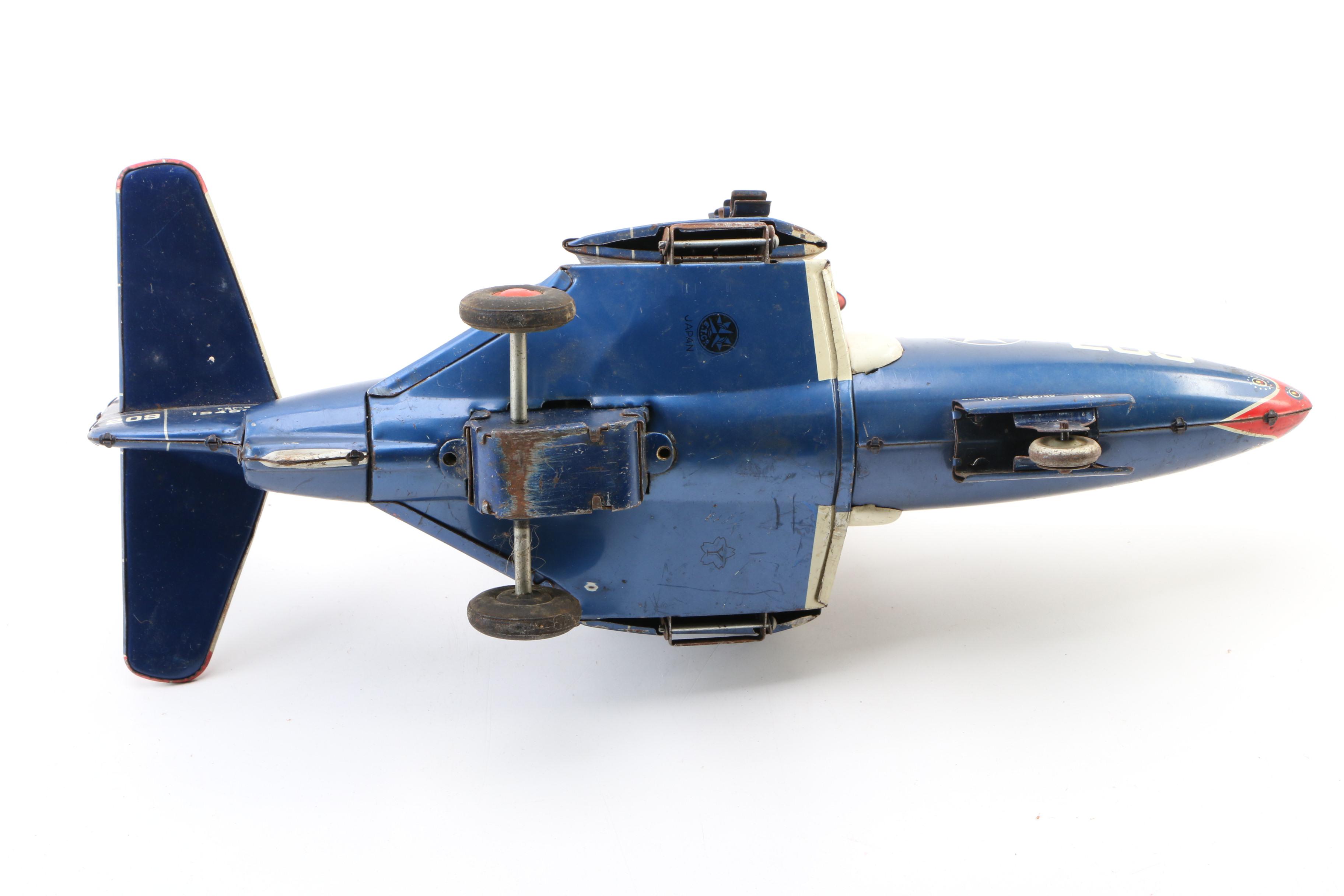 Tin Lithograph Halloween Noisemaker and Navy VF-127 Fighter Jet Toys, Vintage