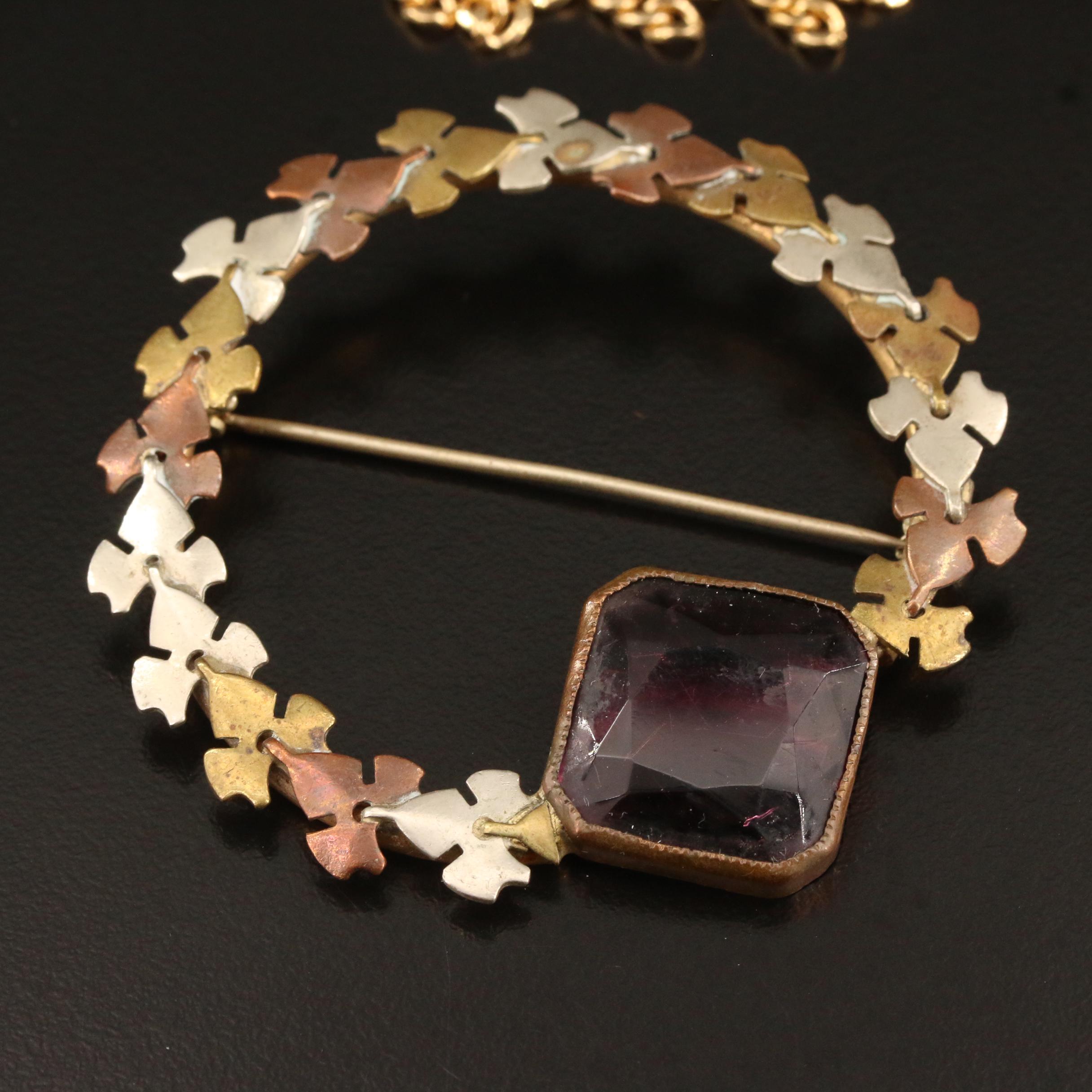 Assorted Jewelry Including Vintage, Karu Brooch and Sterling Filigree Brooch