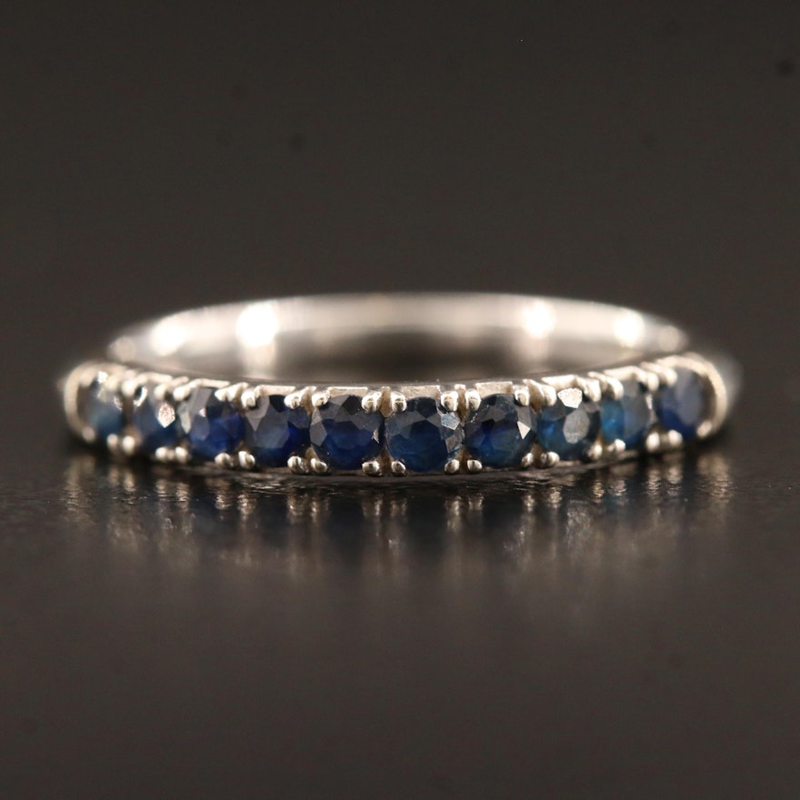 14K Round Faceted Sapphire Band