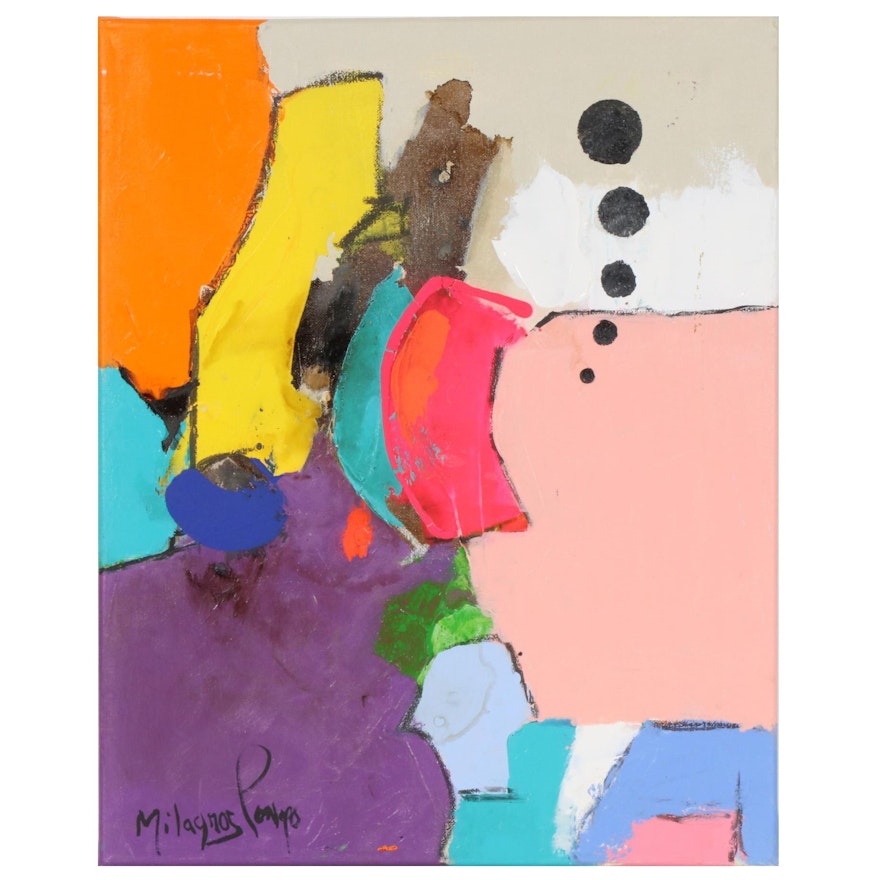 Milagros Pongo Abstract Mixed Media Painting, 21st Century