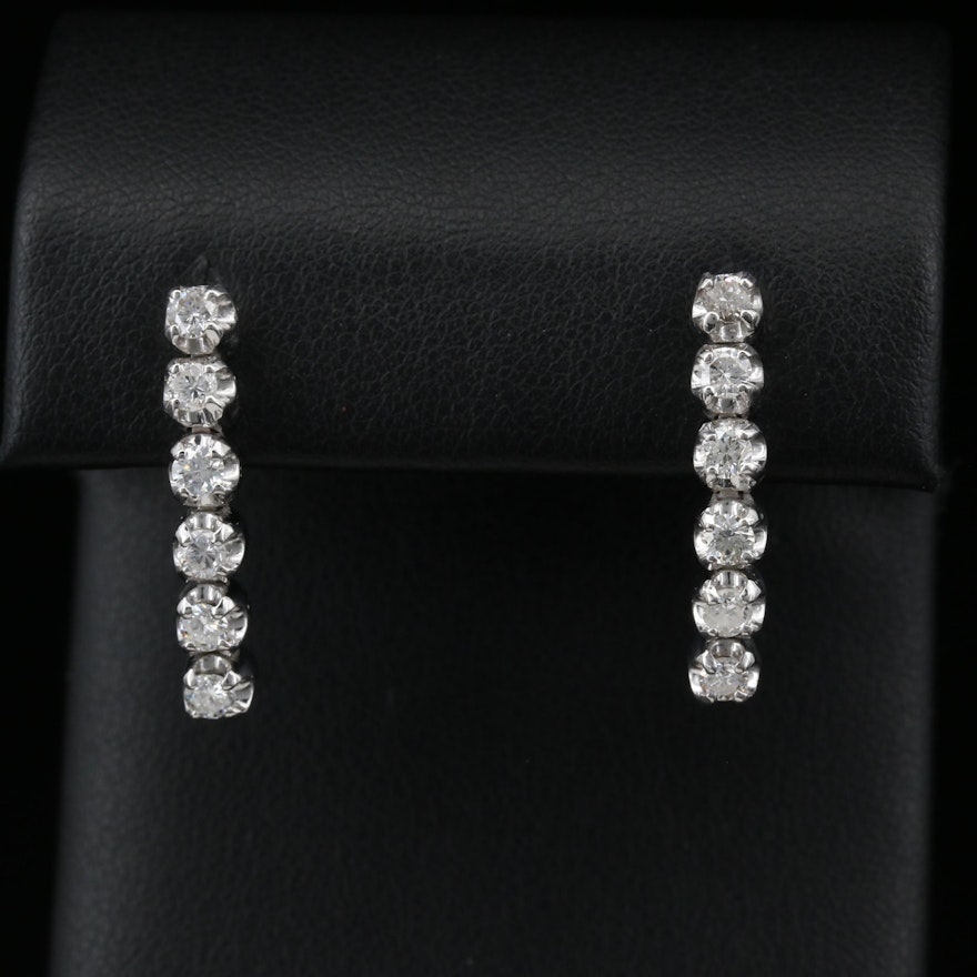 14K Diamond Illusion Set Drop Earrings