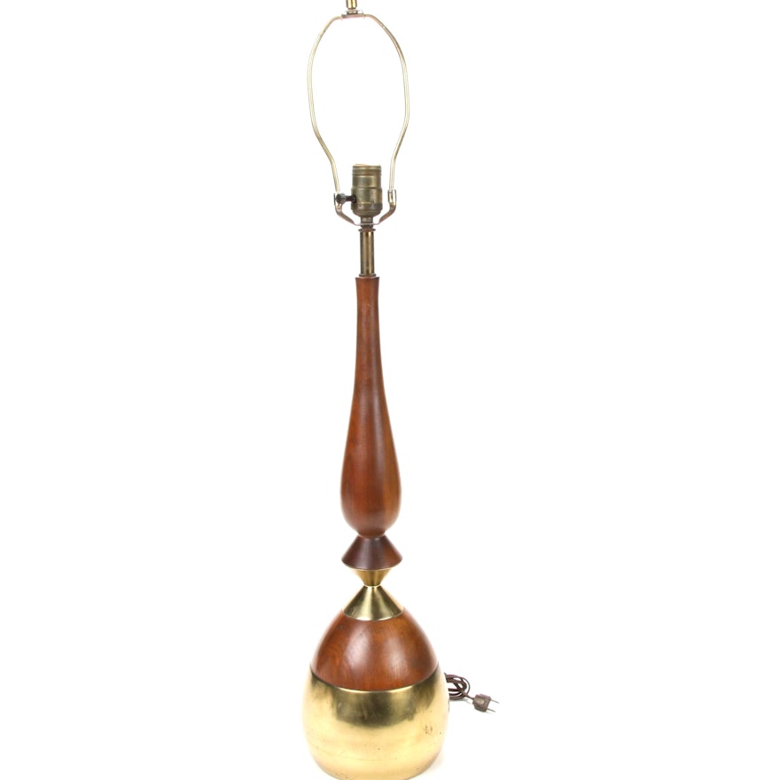 Mid Century Modern Tony Paul Walnut and Brass Table Lamp