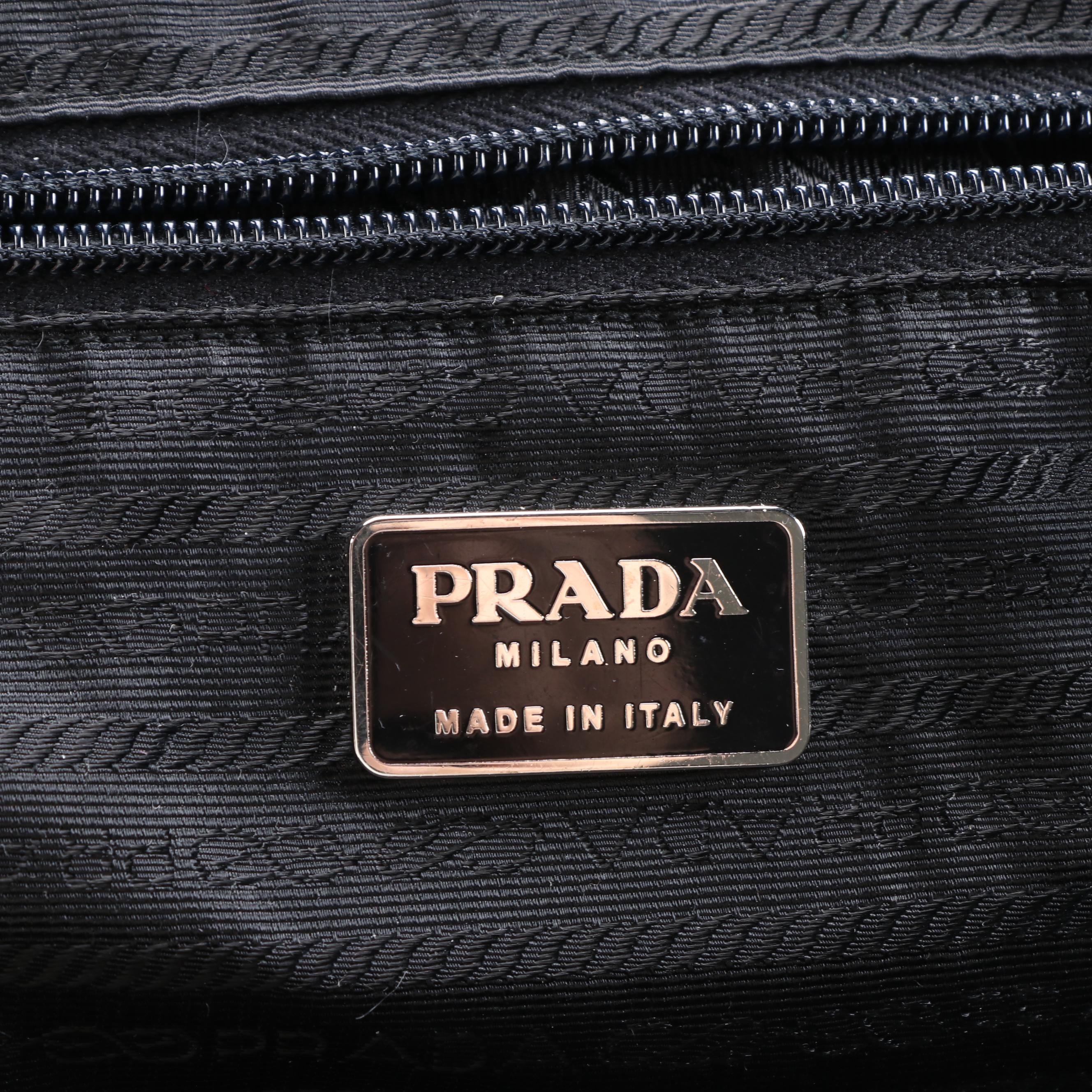 Prada Black Textile and Leather Shoulder Bag