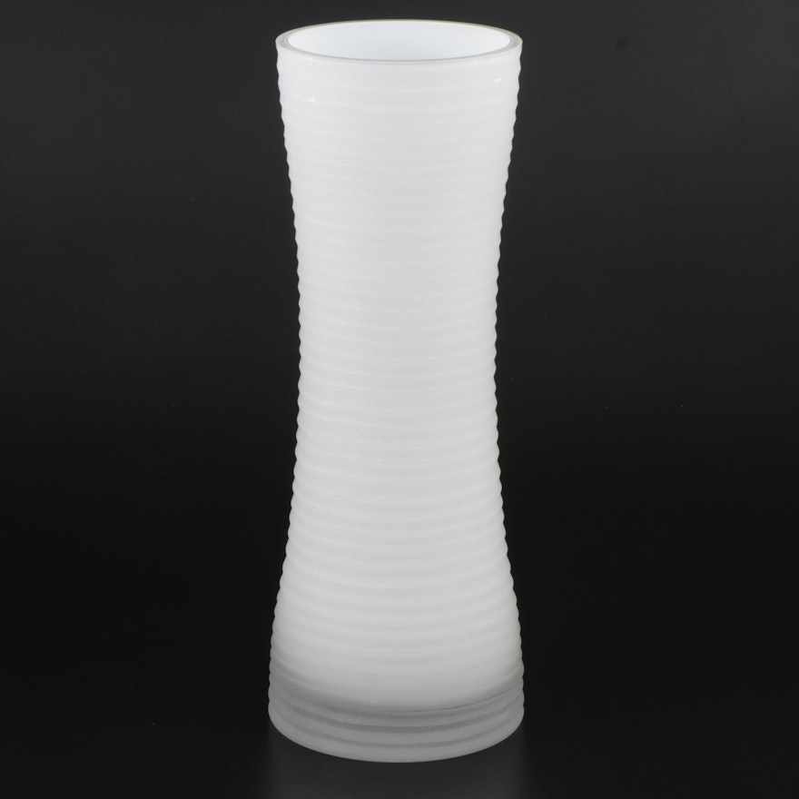Calvin Klein Chiseled White Glass Vase