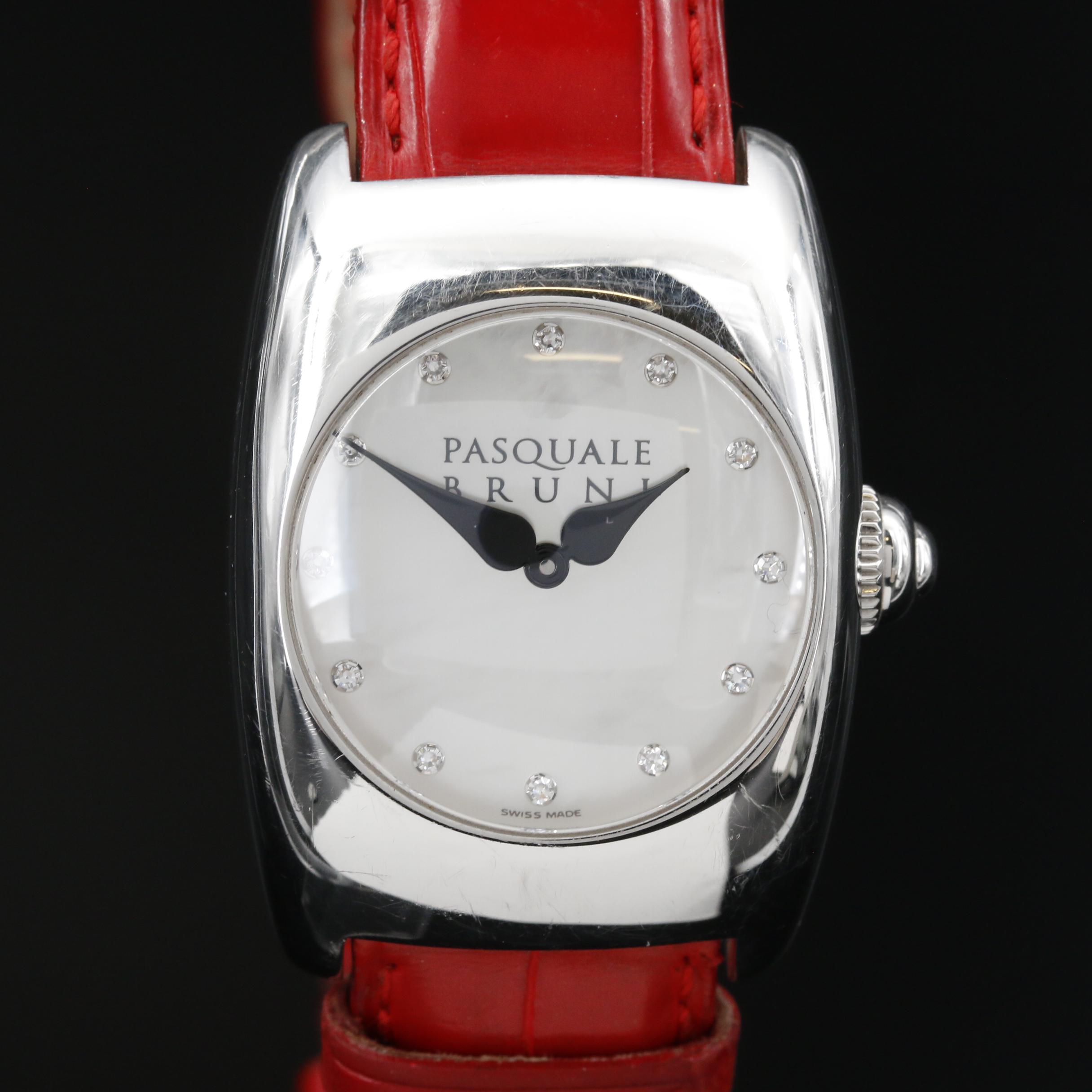 Pasquale Bruni Mother of Pearl Diamond Dial Stainless Steel Quartz Watch