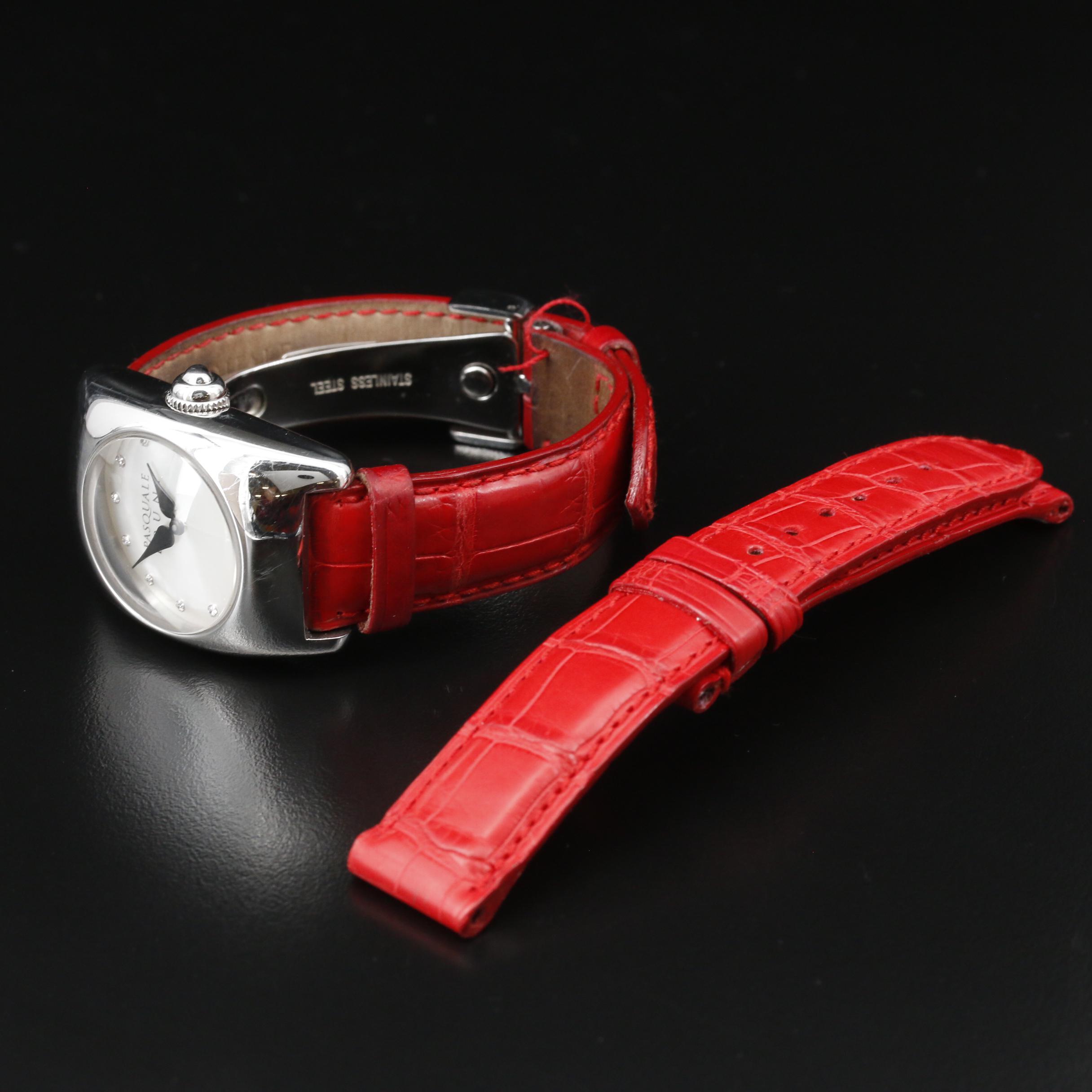 Pasquale Bruni Mother of Pearl Diamond Dial Stainless Steel Quartz Watch