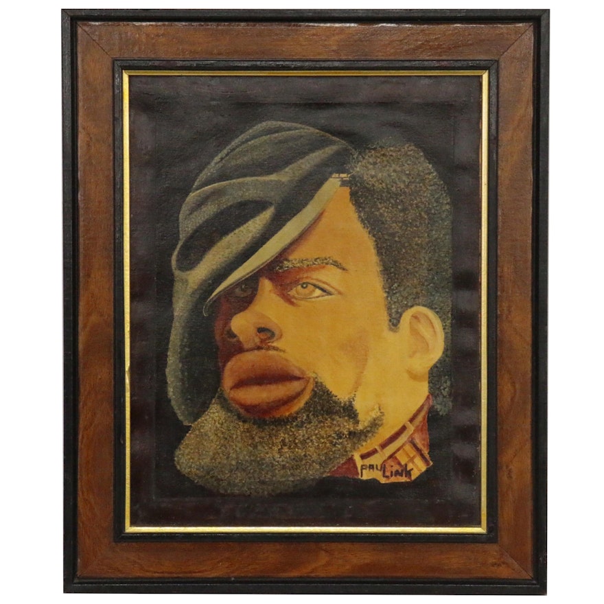 Paul Link Portrait Oil Painting of an African American Man, circa 1965