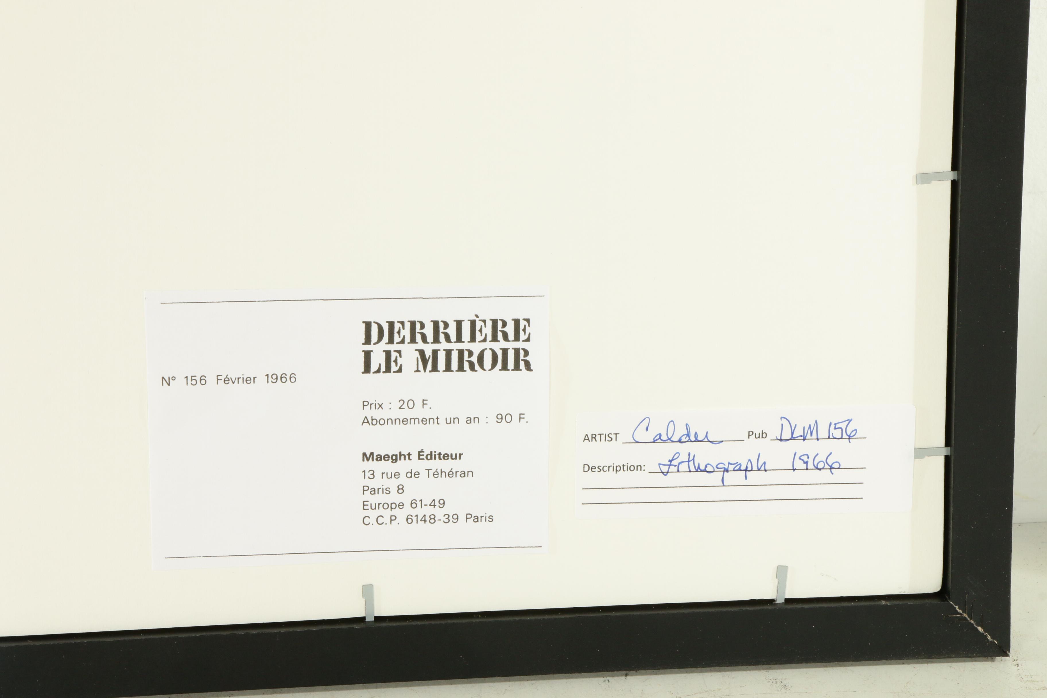 Alexander Calder Double-Page Color Lithograph for "Derrière le Miroir", 1966