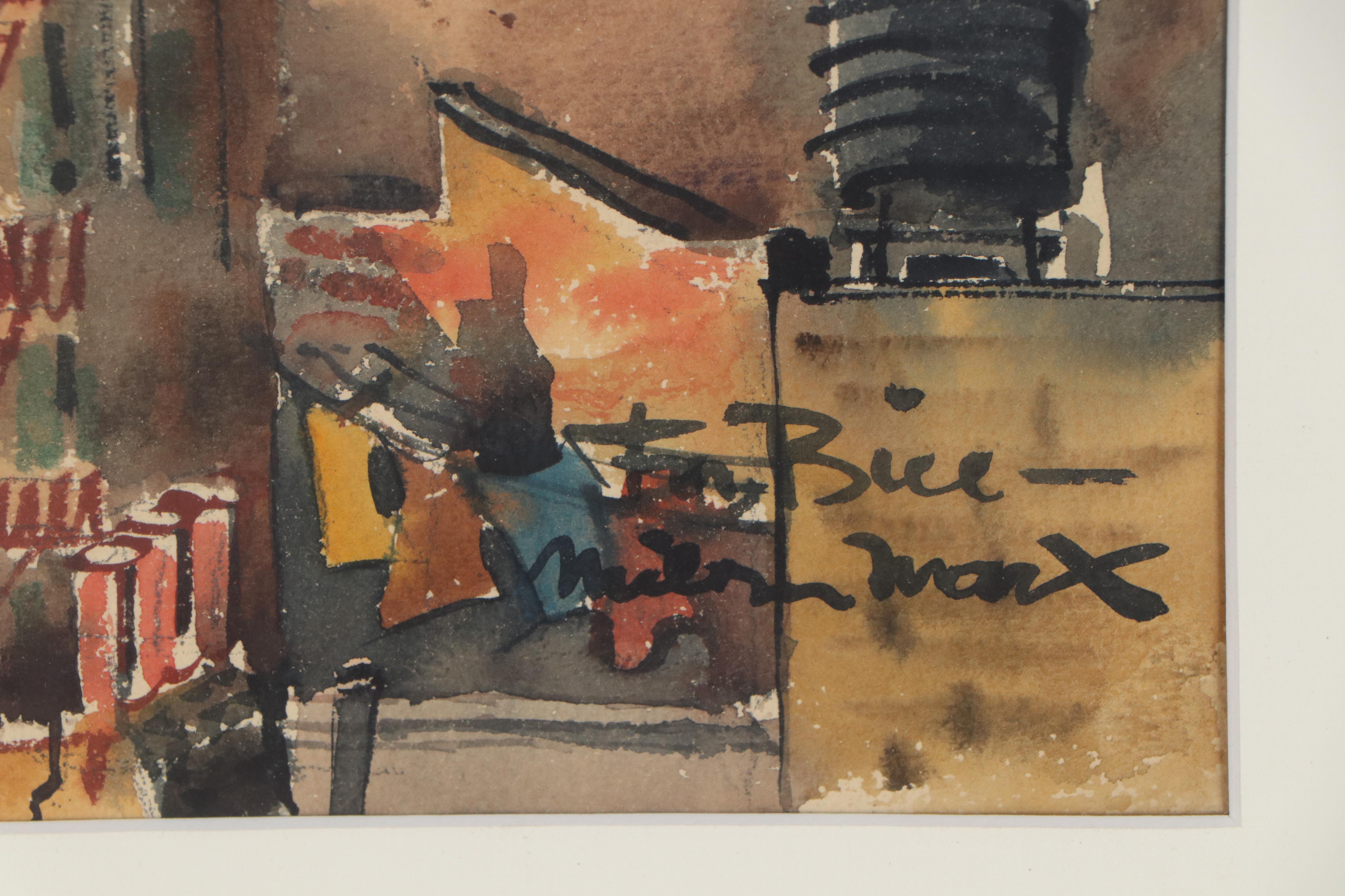 Milton Marx Cityscape Watercolor Painting, Early 20th Century