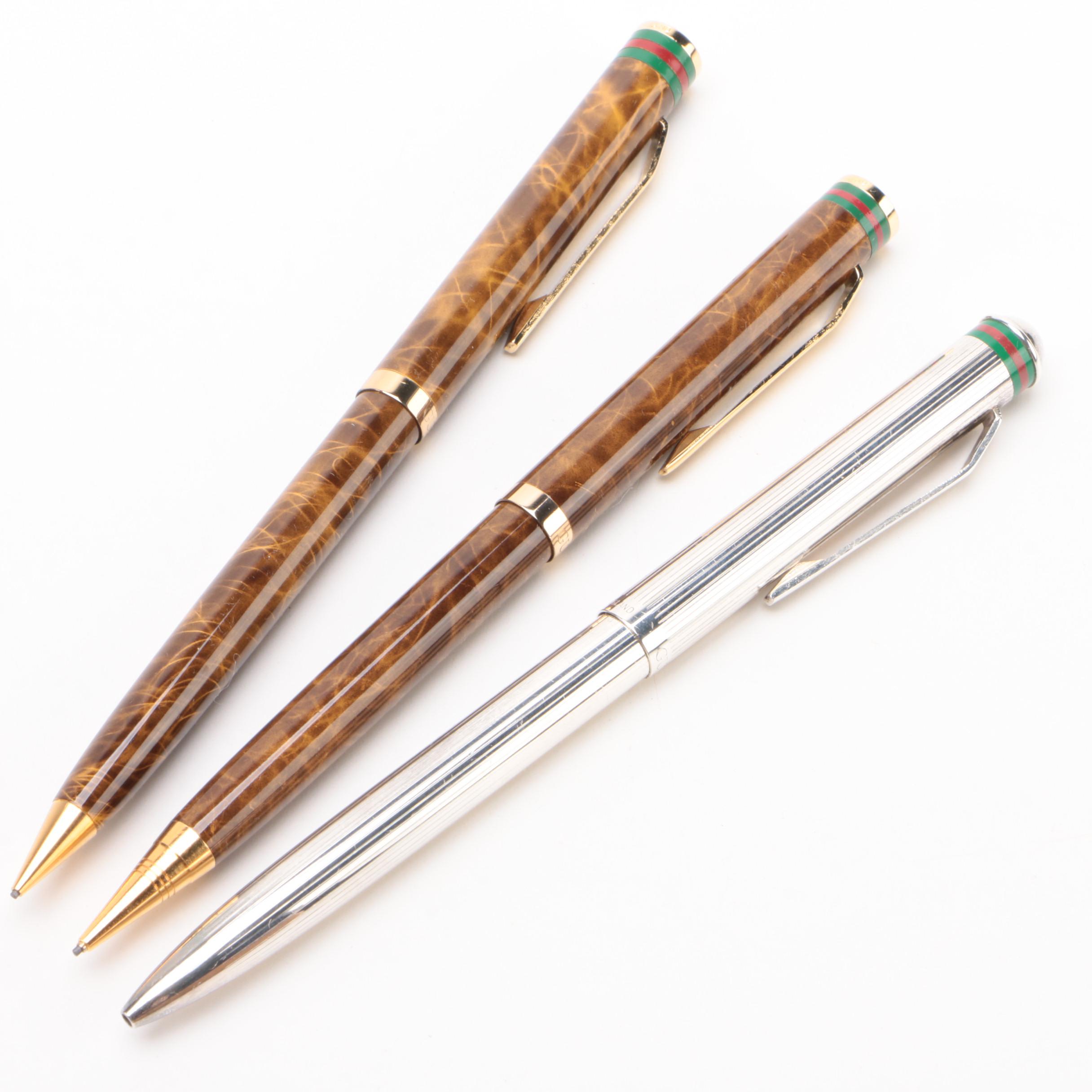 Gucci Ballpoint Pen and Marbled Resin Mechanical Pencils