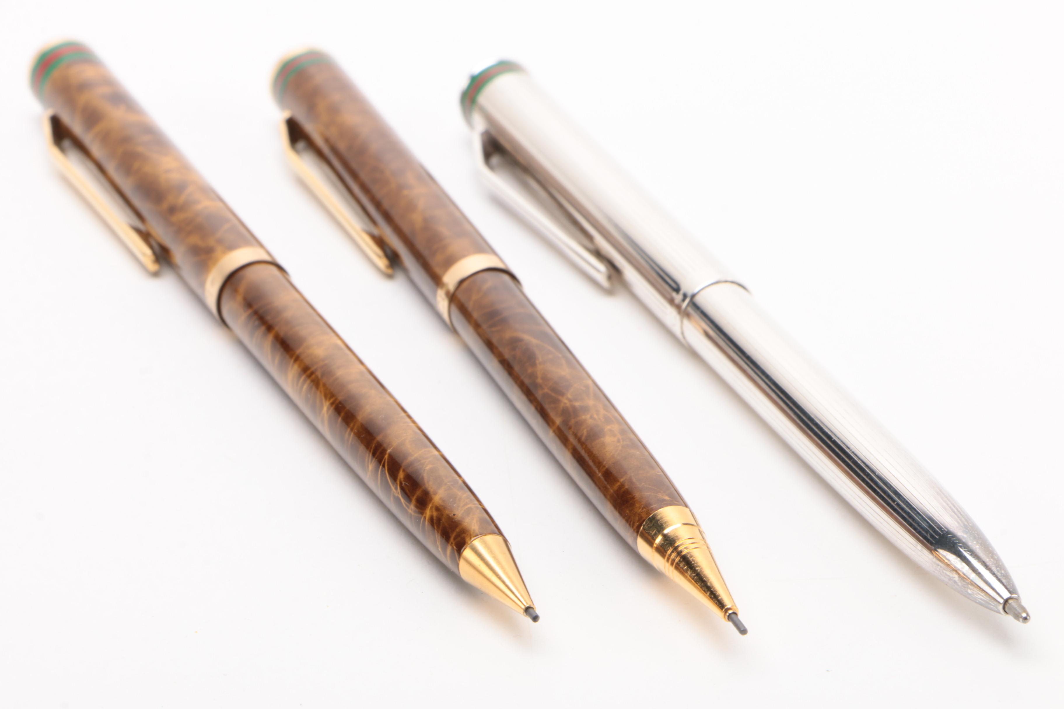 Gucci Ballpoint Pen and Marbled Resin Mechanical Pencils