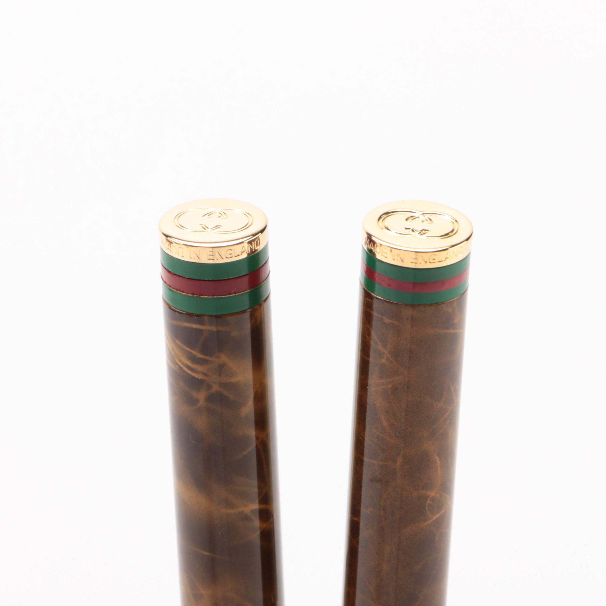 Gucci Ballpoint Pen and Marbled Resin Mechanical Pencils