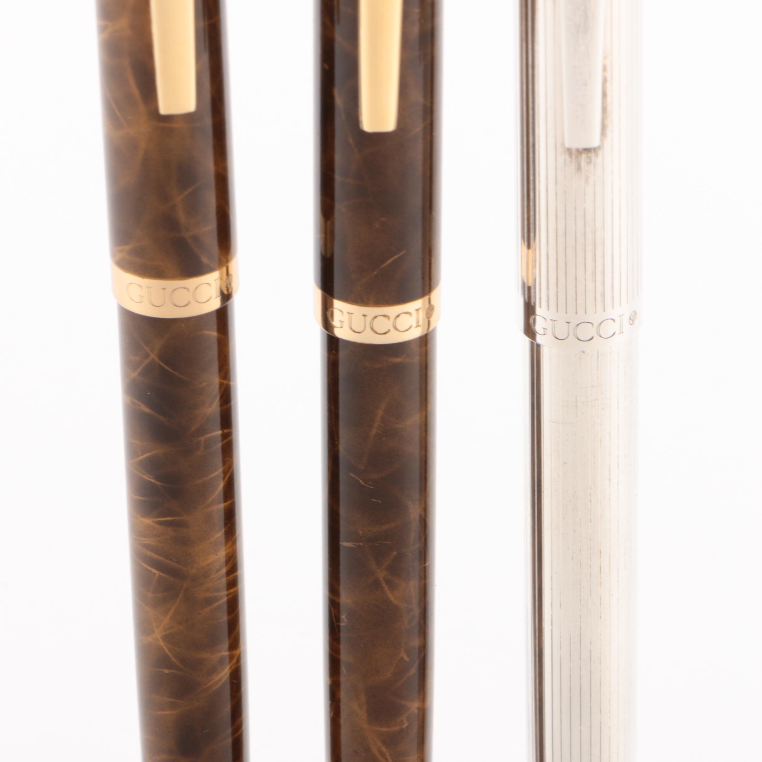 Gucci Ballpoint Pen and Marbled Resin Mechanical Pencils