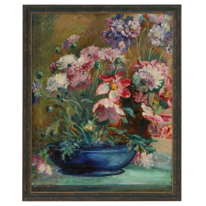 Still Life of Flowers Oil Painting, Late 19th to Early 20th Century