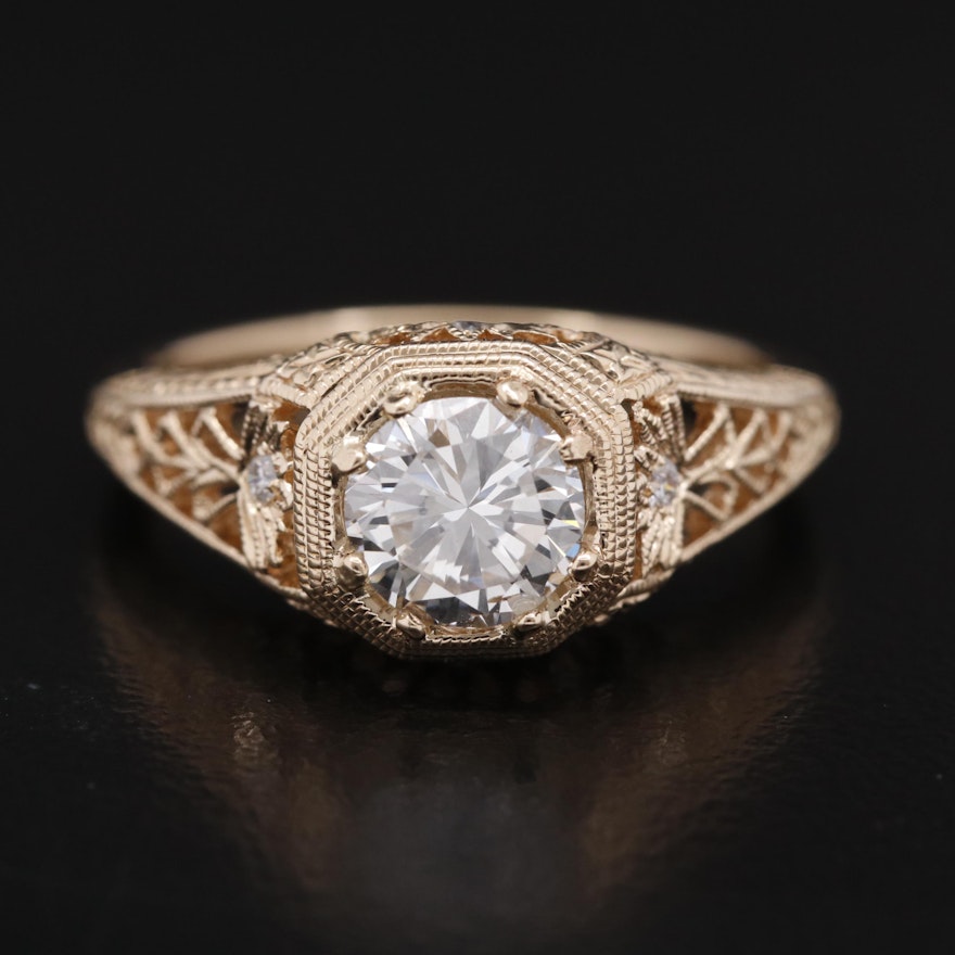 14K Diamond Filigree Ring