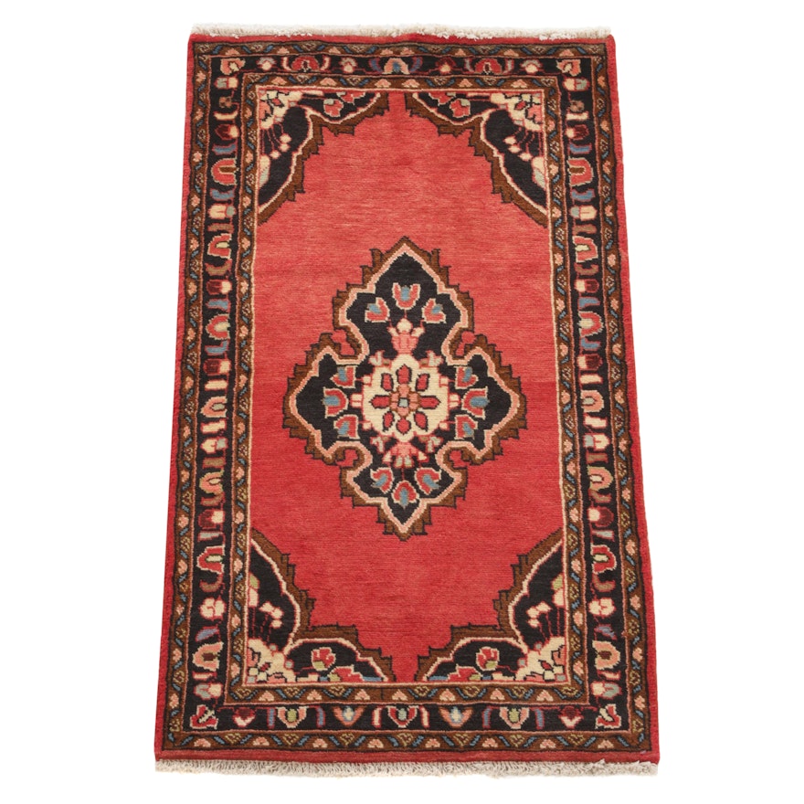 2'4 x 4'2 Hand-Knotted Persian Malayer Rug, 1980s