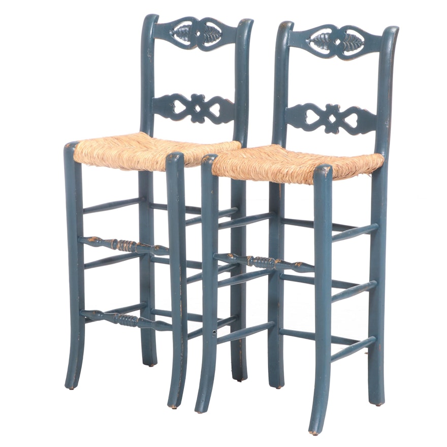 Pair of French Provincial Style Painted Bar Stools