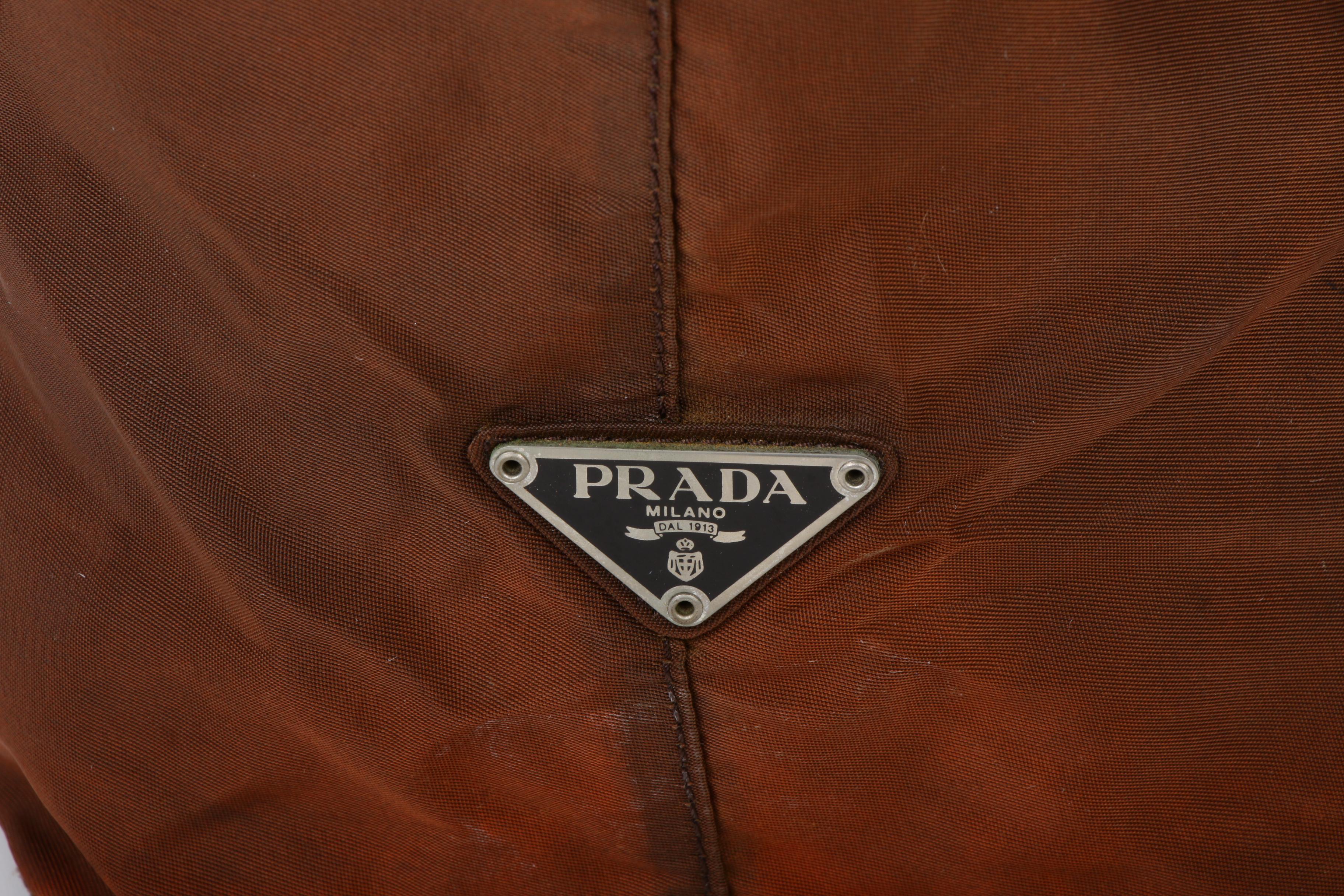 Prada Brown Nylon and Lucite Top Handle Tote Bag