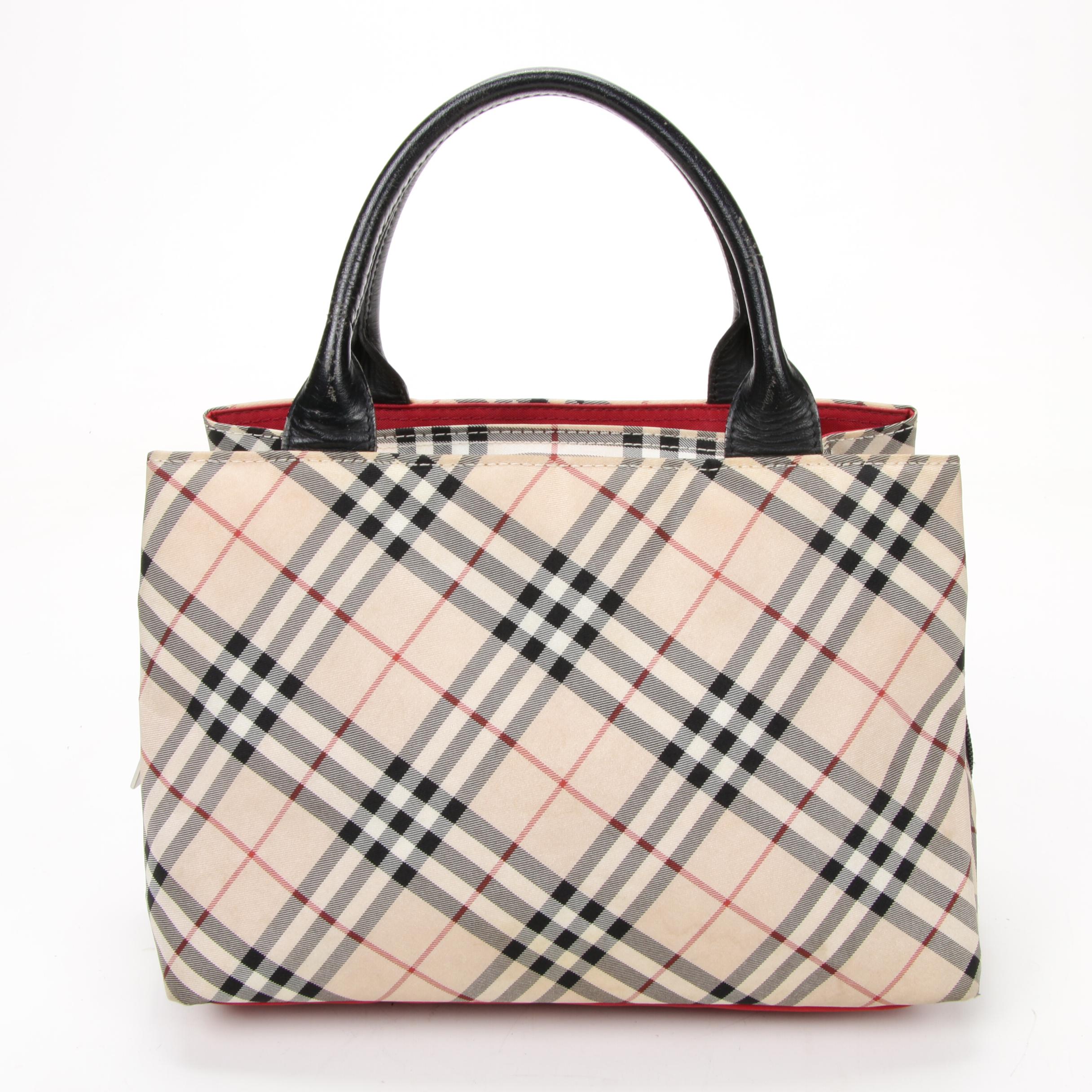 Burberry Blue Label Top Handle Bag in "Nova Check" Nylon and Leather