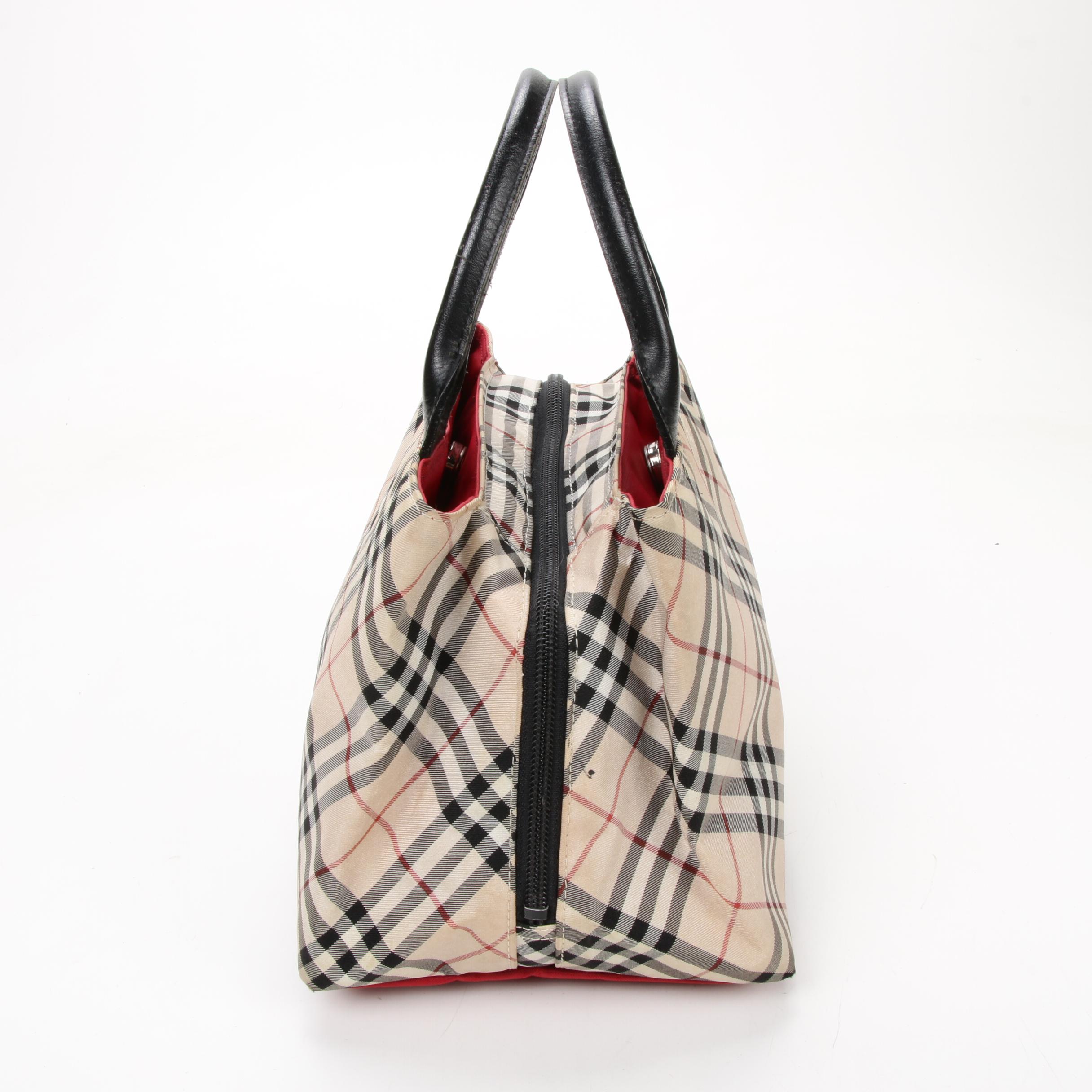 Burberry Blue Label Top Handle Bag in "Nova Check" Nylon and Leather