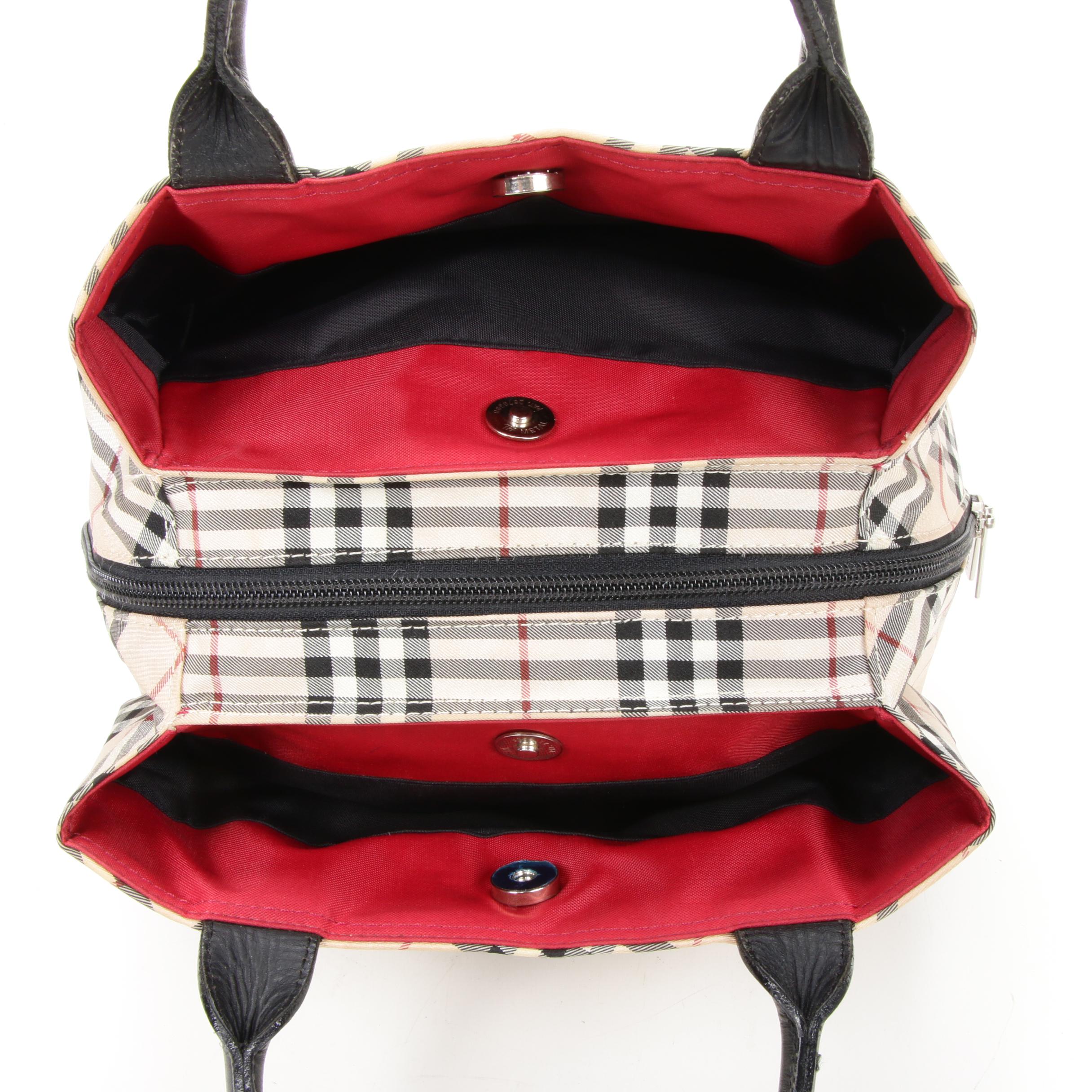 Burberry Blue Label Top Handle Bag in "Nova Check" Nylon and Leather