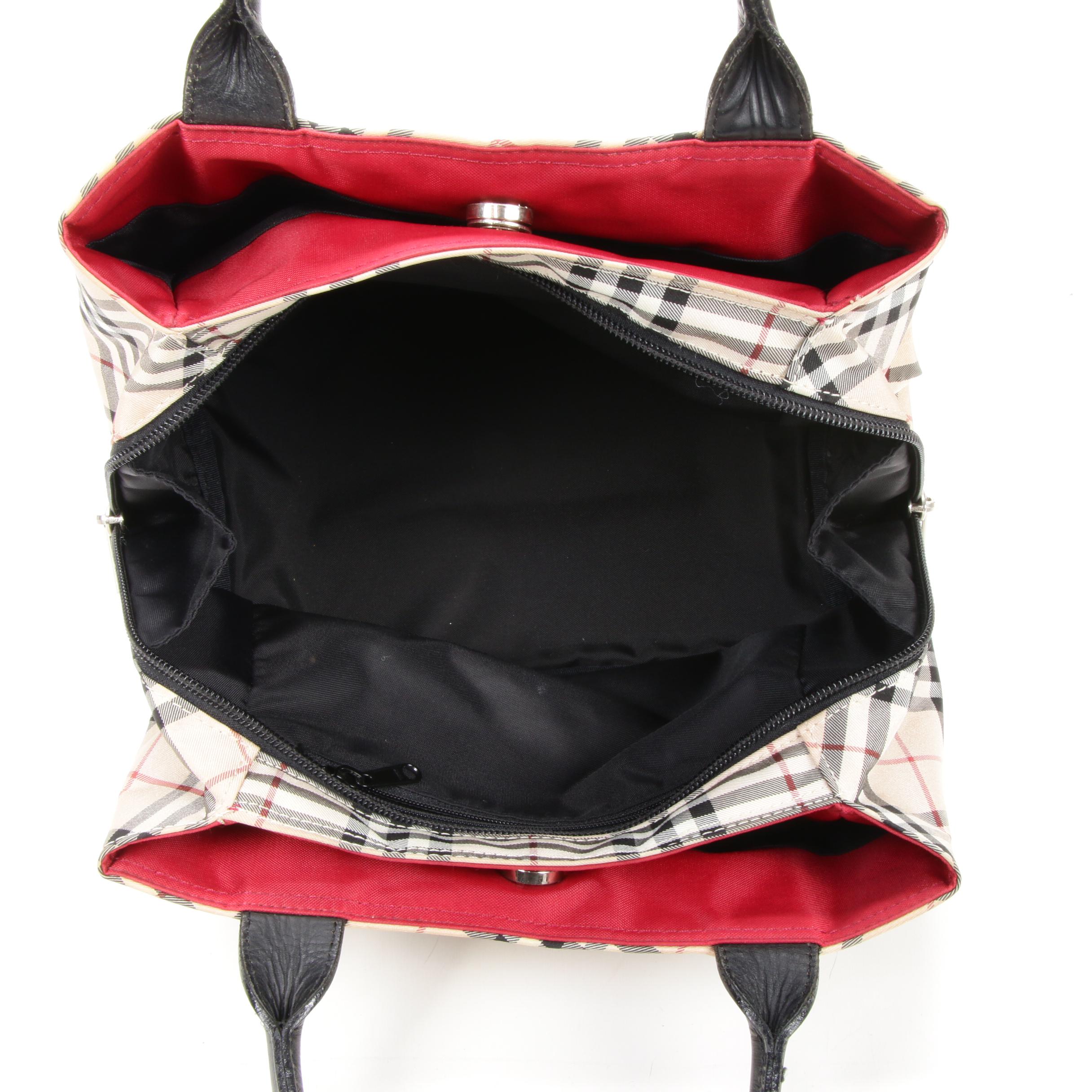 Burberry Blue Label Top Handle Bag in "Nova Check" Nylon and Leather