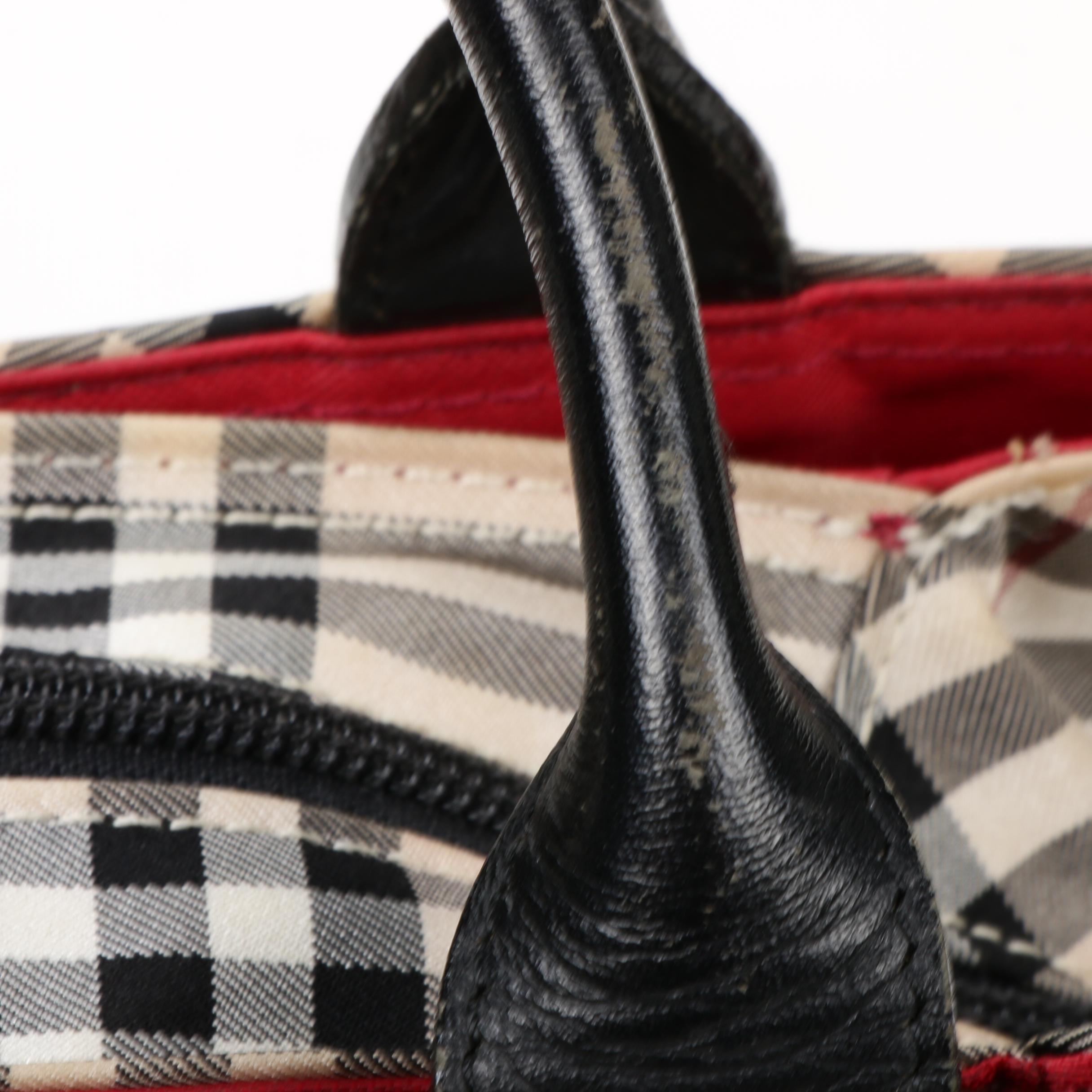 Burberry Blue Label Top Handle Bag in "Nova Check" Nylon and Leather