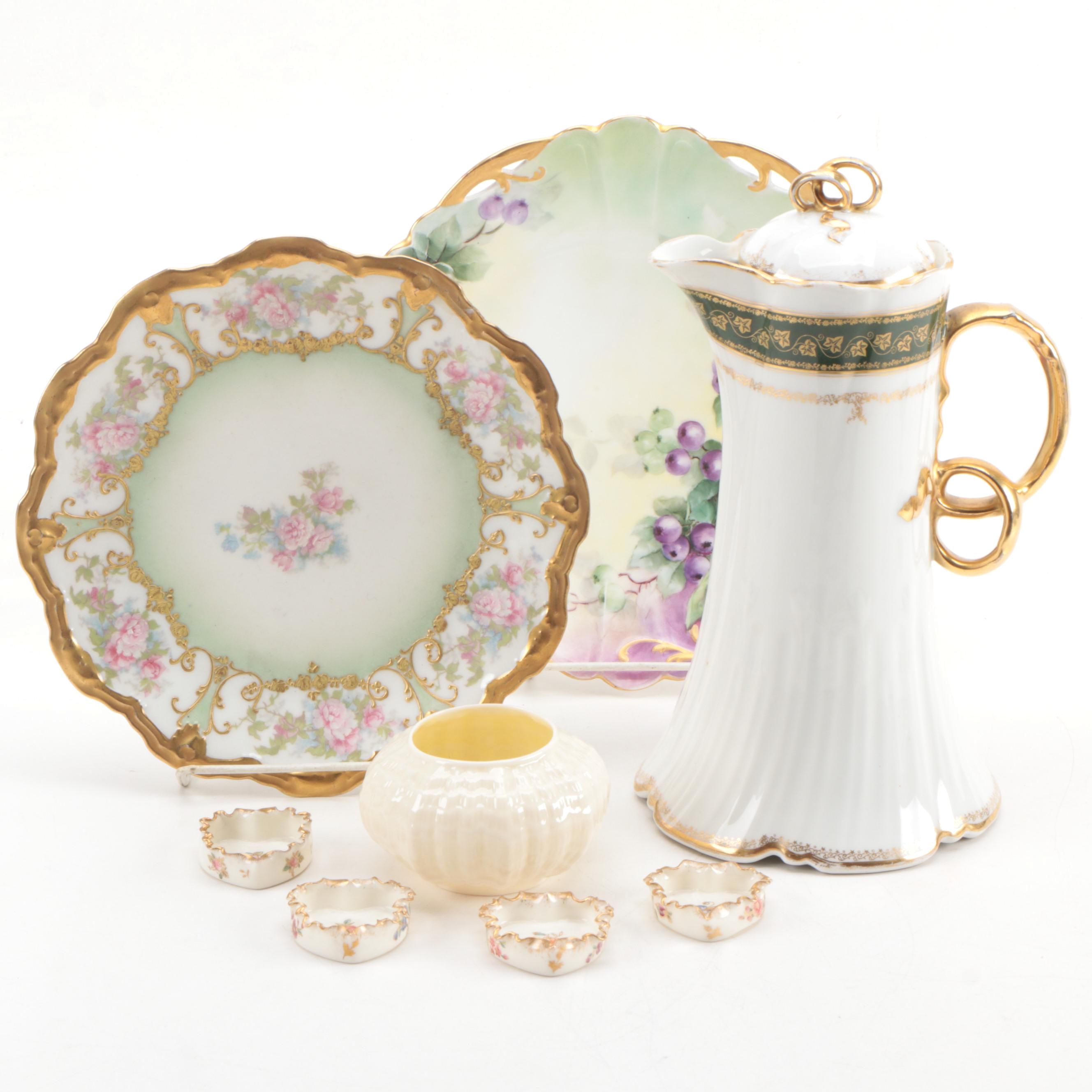 Charles Field Haviland Porcelain Chocolate Pot with Other Porcelain Tableware