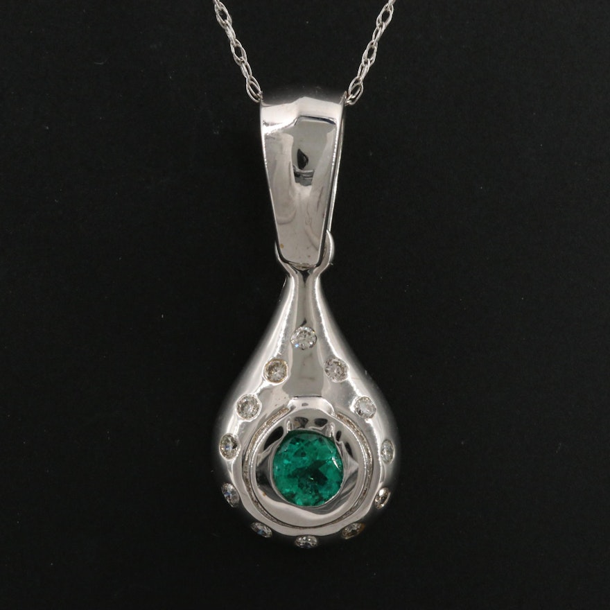 14K Emerald and Diamond Necklace