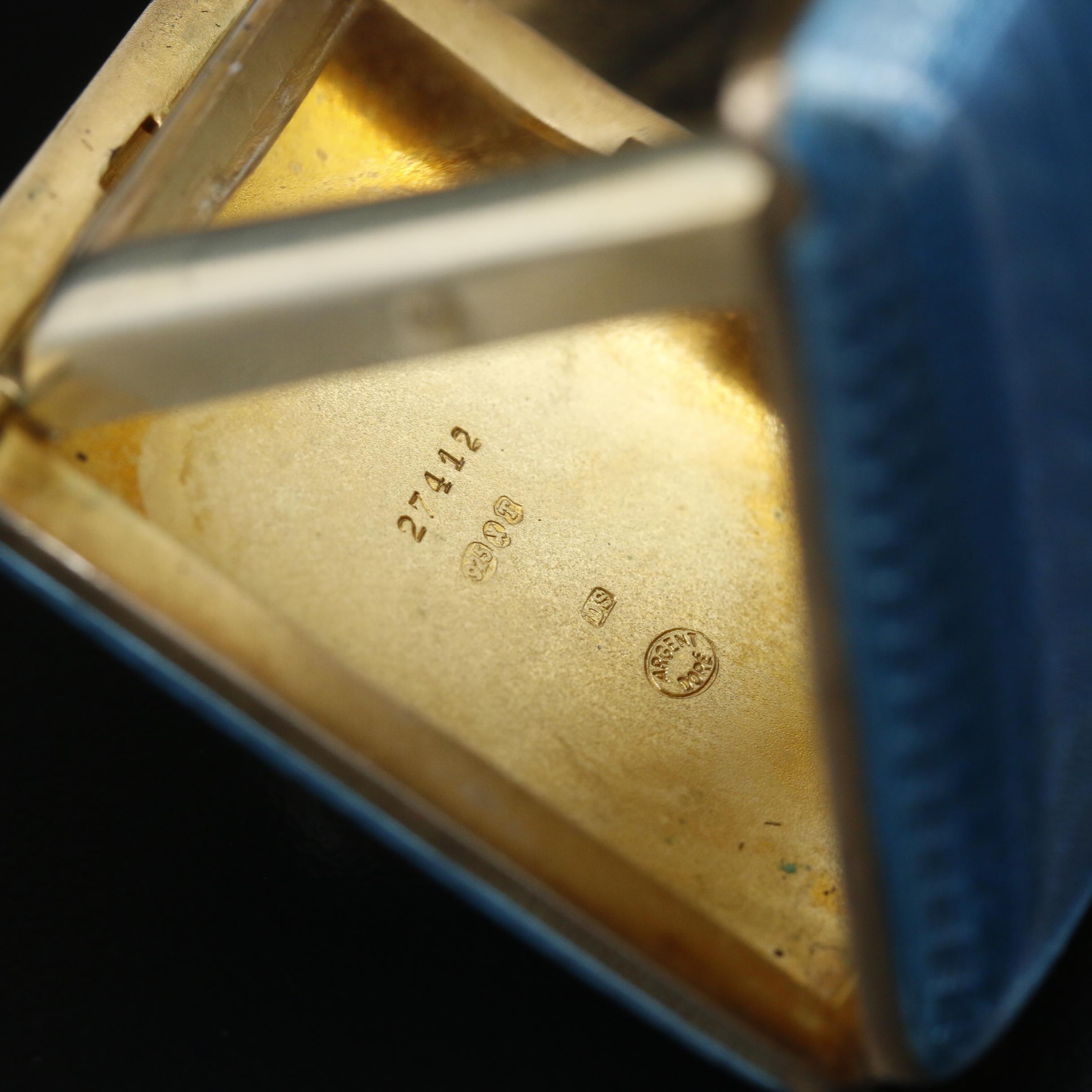 Juvenia Sterling Silver and Blue Enamel Pop Up Travel Watch