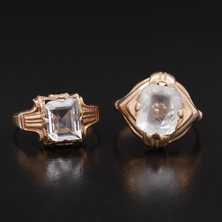 Art Deco 10K Glass Rings