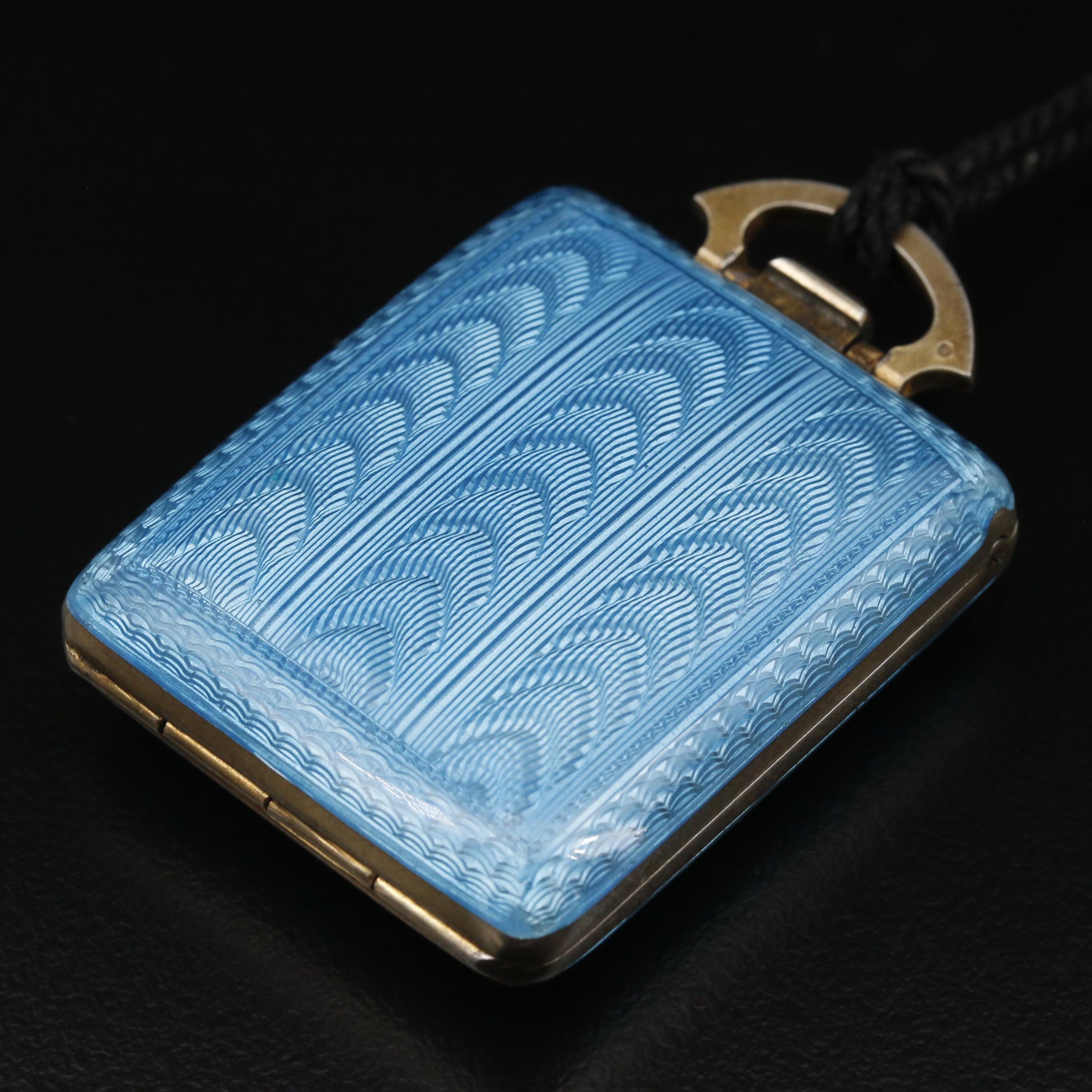 Juvenia Sterling Silver and Blue Enamel Pop Up Travel Watch