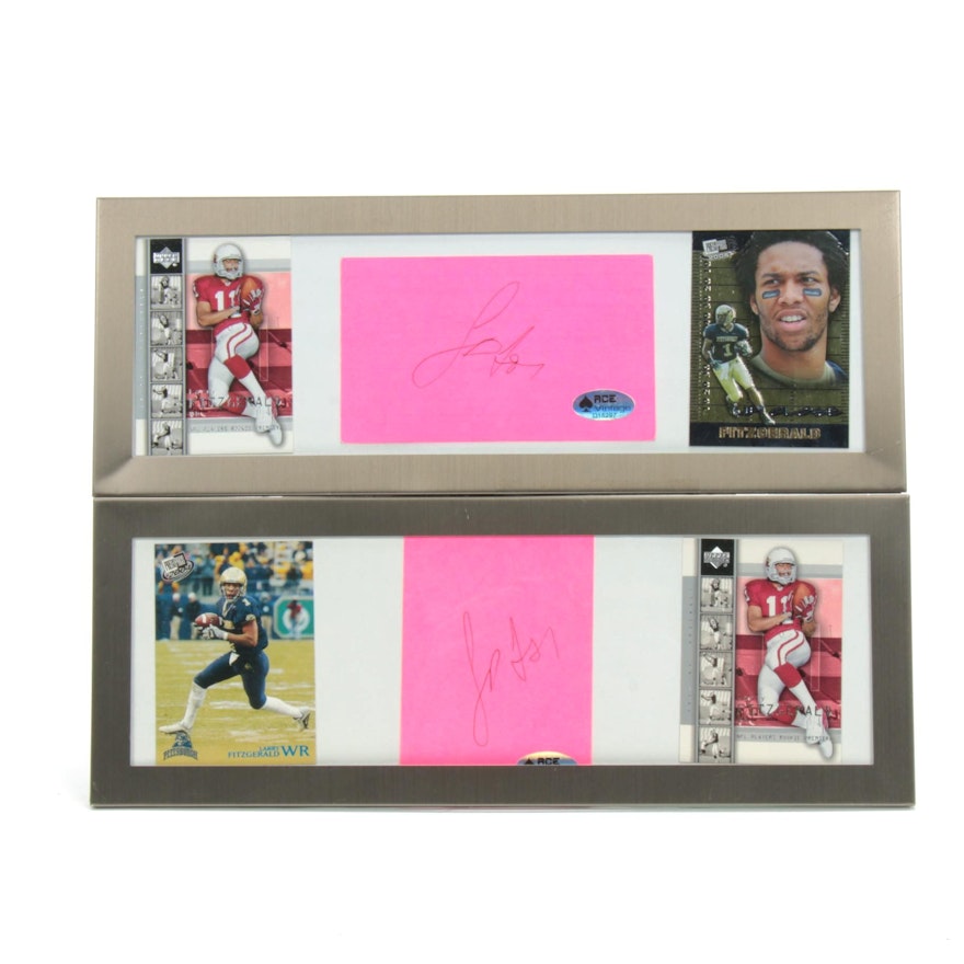 Larry Fitzgerald NFL Star Wide Receiver Cut Autographs with Framed Cards, COA