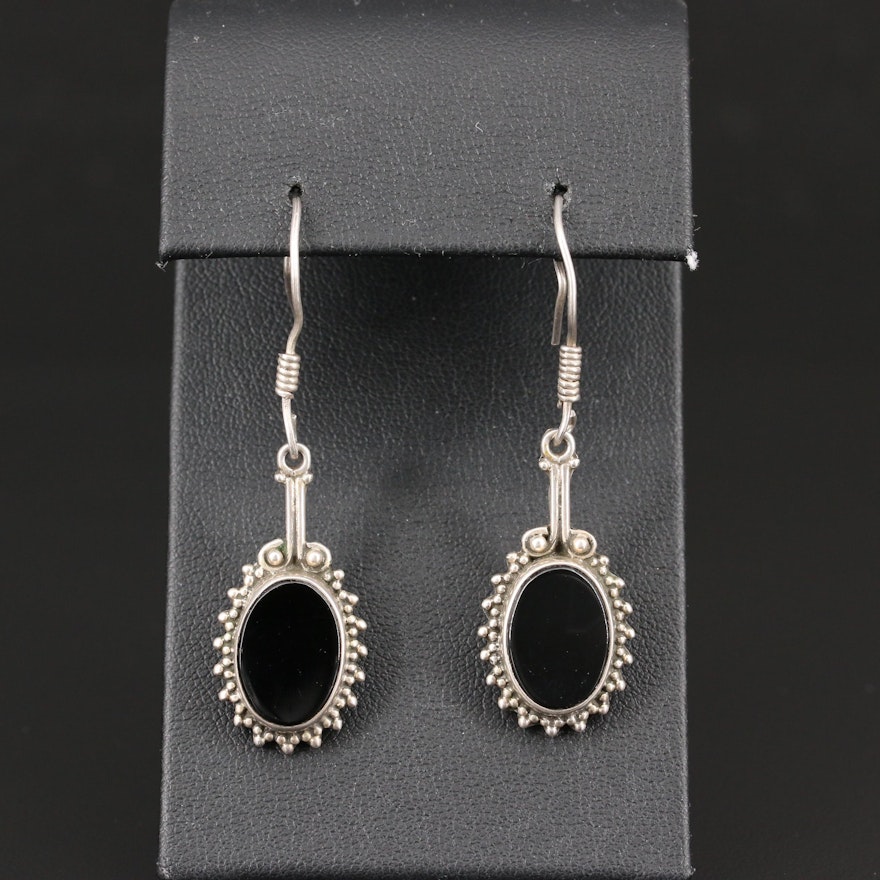Sterling Silver Black Onyx Dangle Earrings
