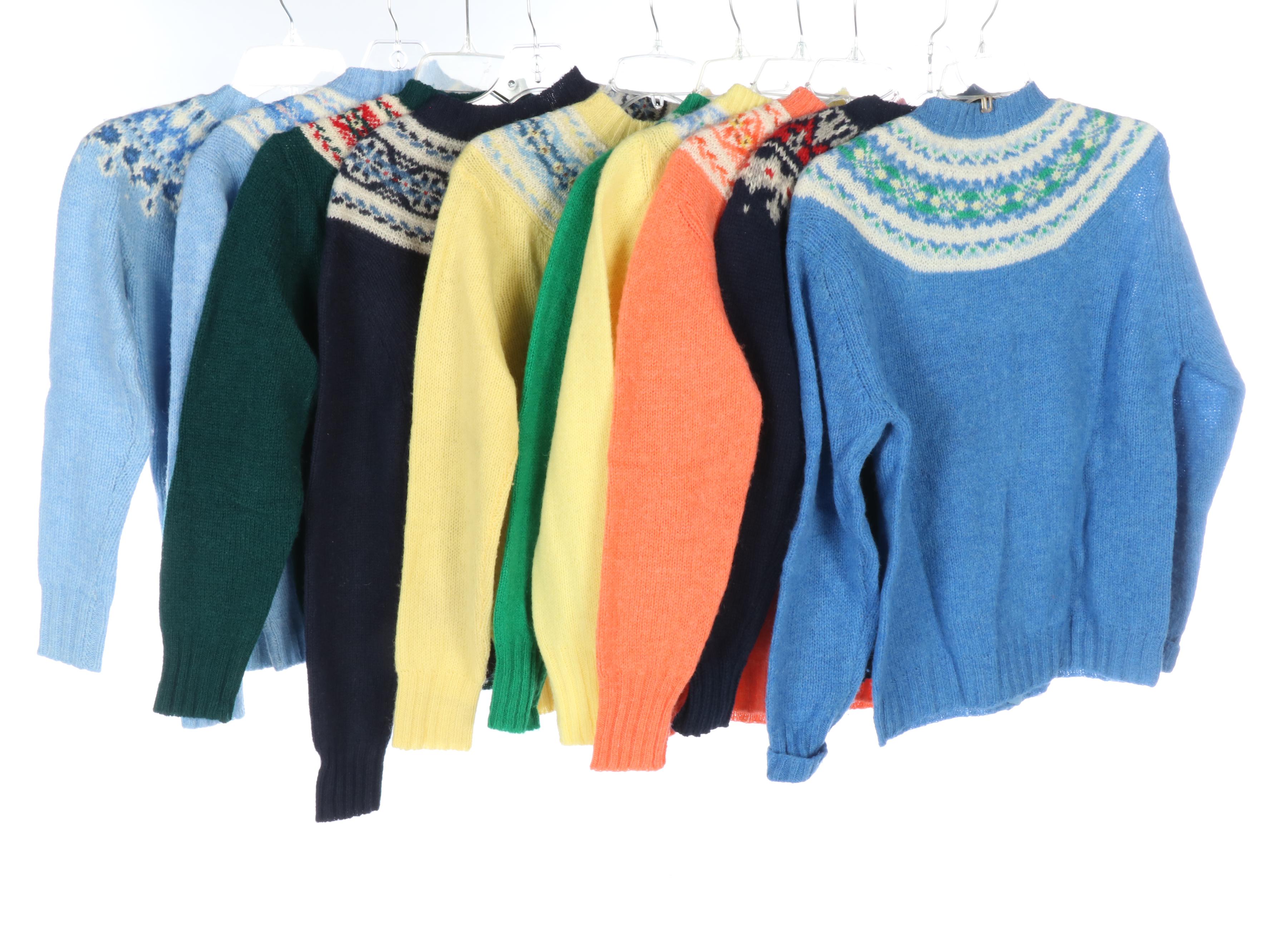 Dean's of Scotland Fair Isle Yoke Sweaters and Cardigans, 1970s Vintage