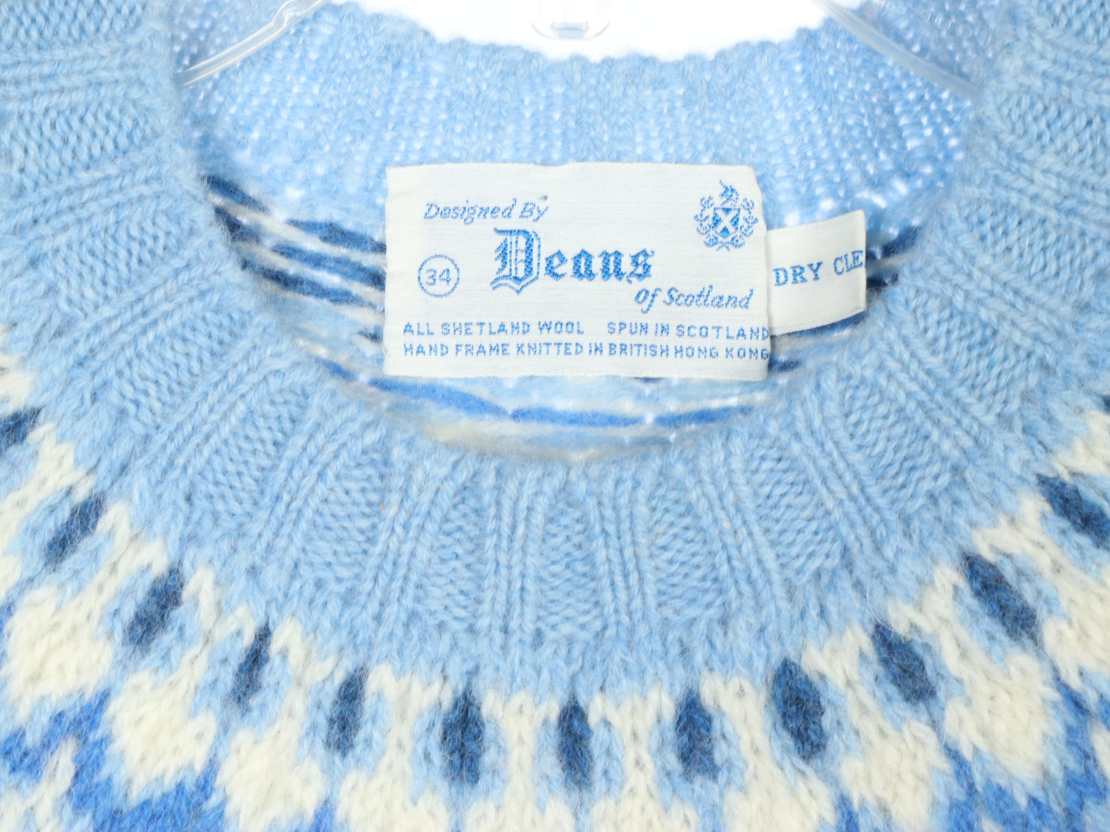 Dean's of Scotland Fair Isle Yoke Sweaters and Cardigans, 1970s Vintage