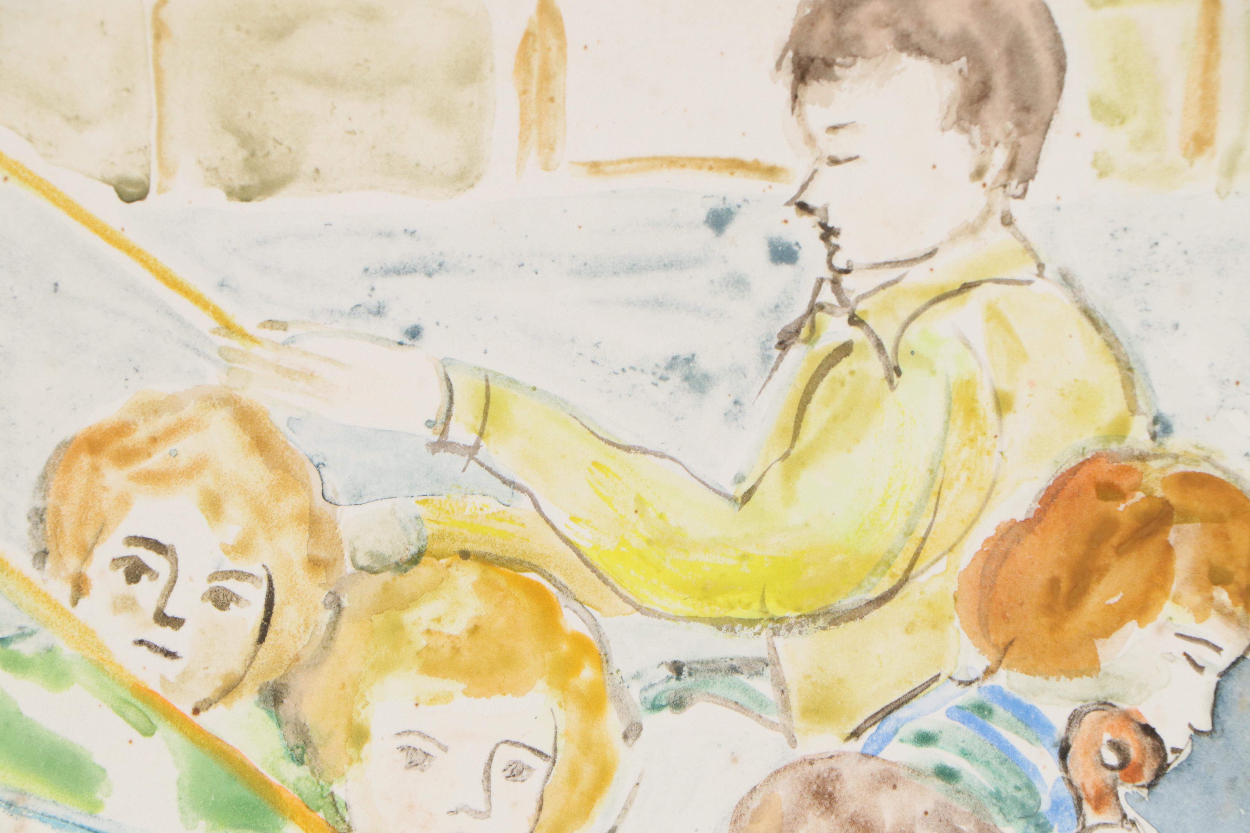 Yolanda Fusco Monoprint "The Musicians", Mid to Late 20th Century