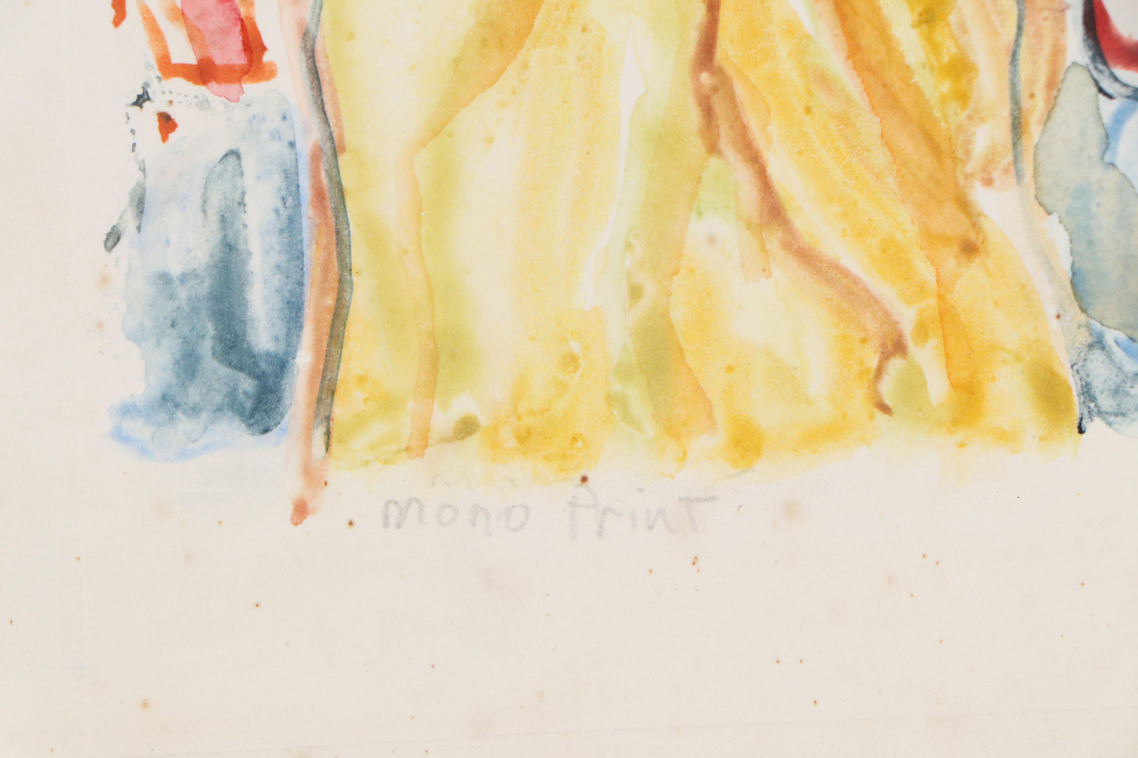 Yolanda Fusco Monoprint "The Musicians", Mid to Late 20th Century