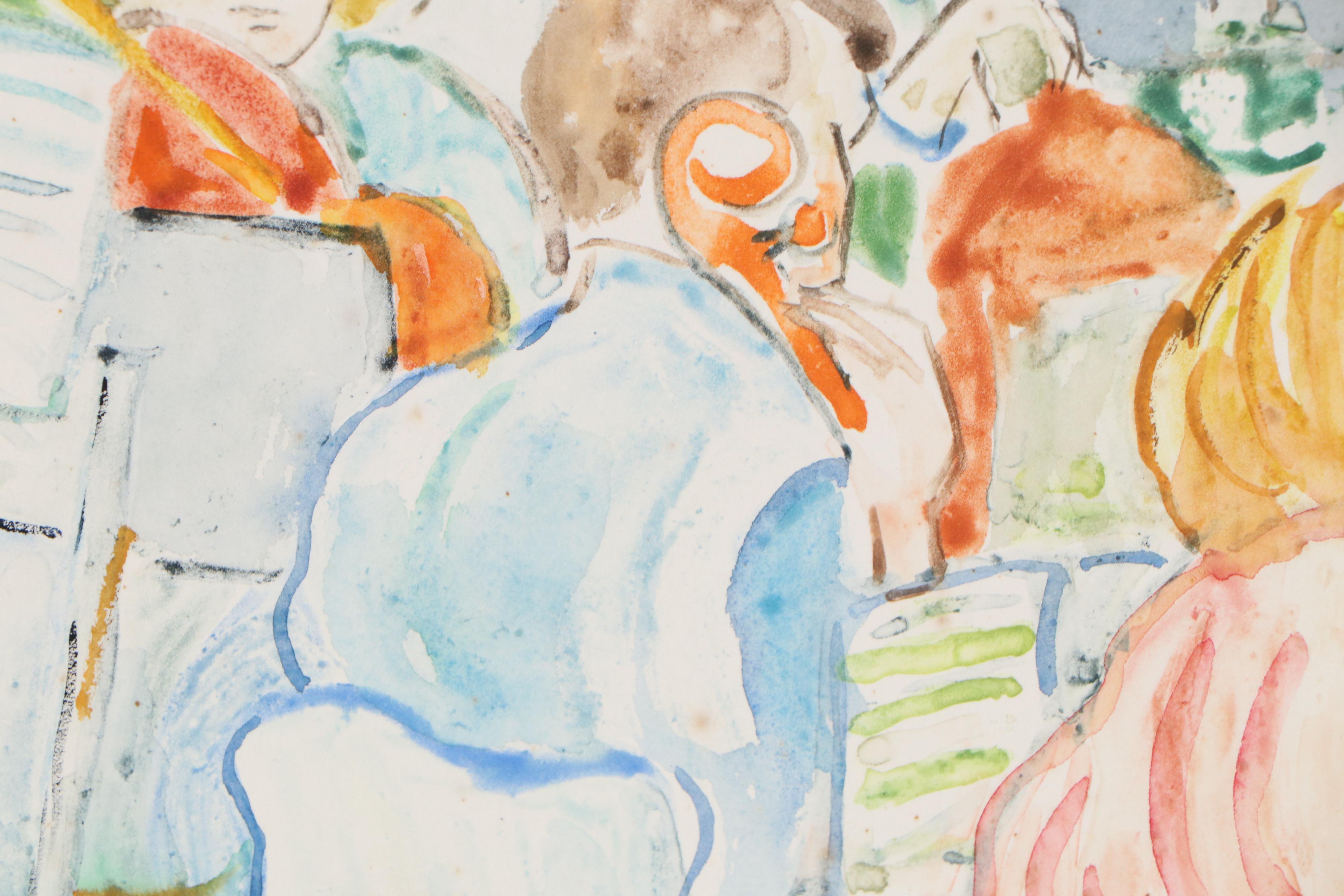 Yolanda Fusco Monoprint "The Musicians", Mid to Late 20th Century