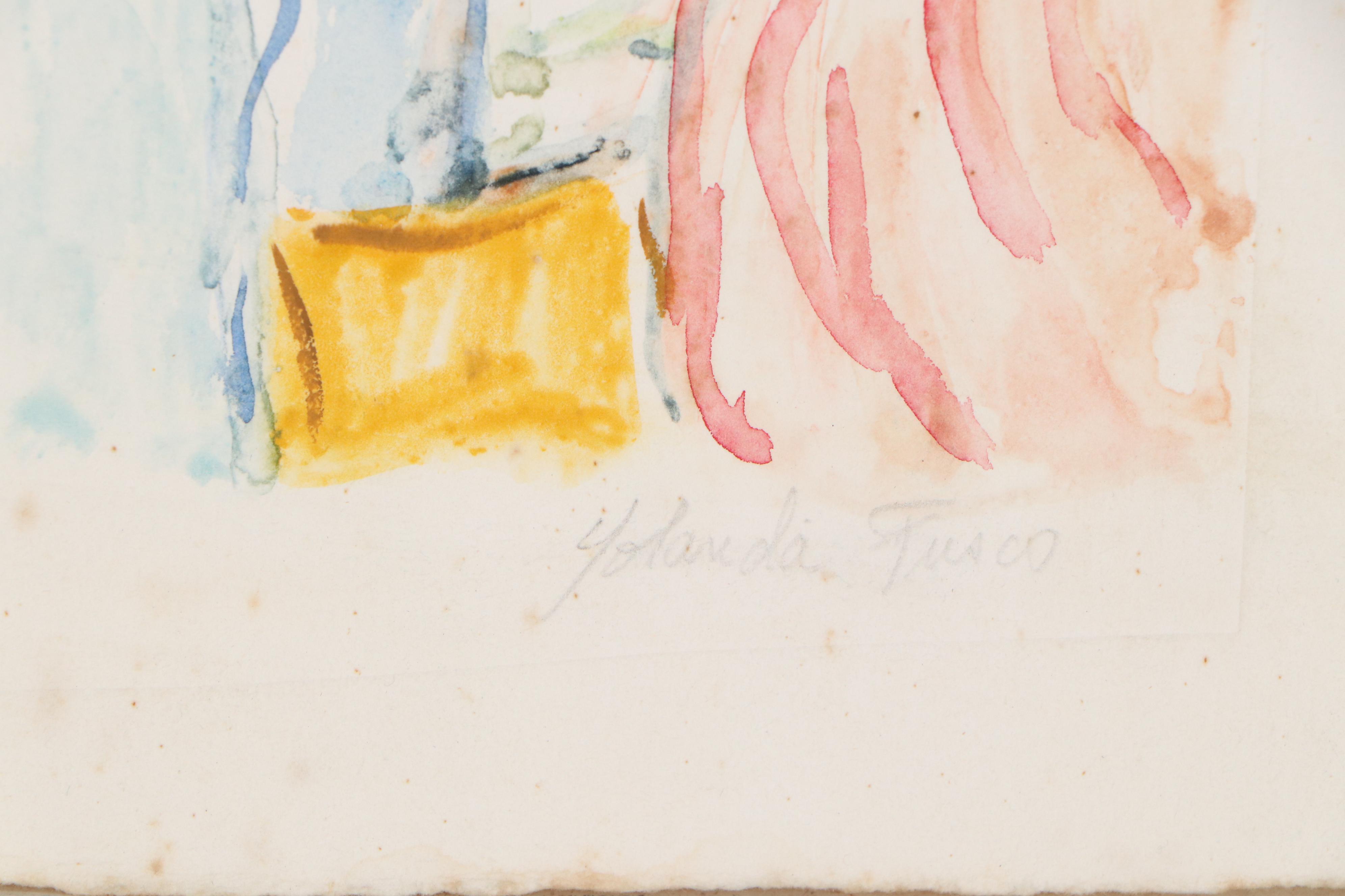 Yolanda Fusco Monoprint "The Musicians", Mid to Late 20th Century