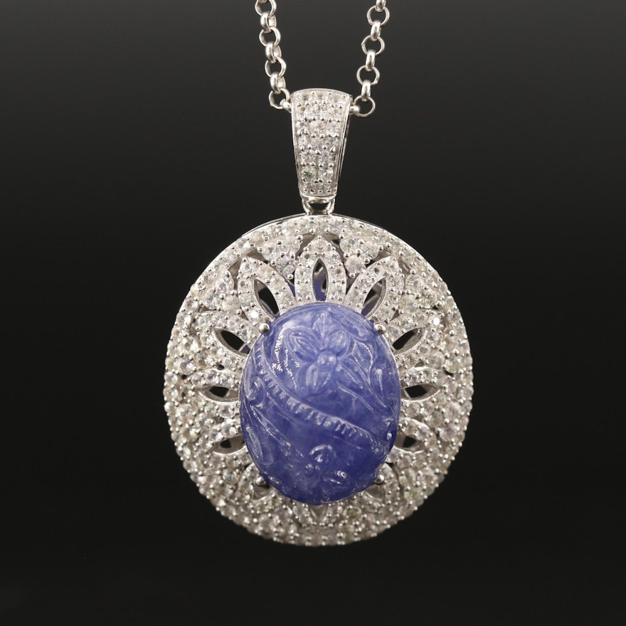 Sterling Silver Tanzanite and Sapphire Necklace