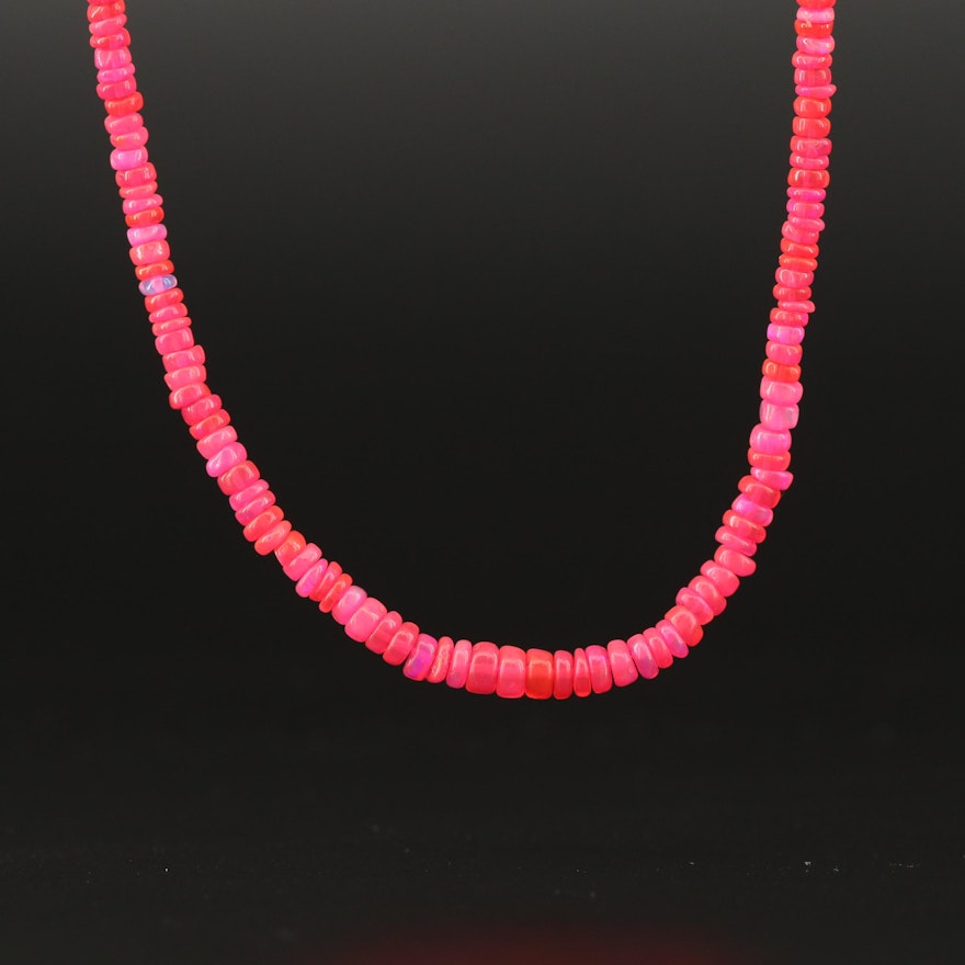 Graduated Opal Beaded Necklace