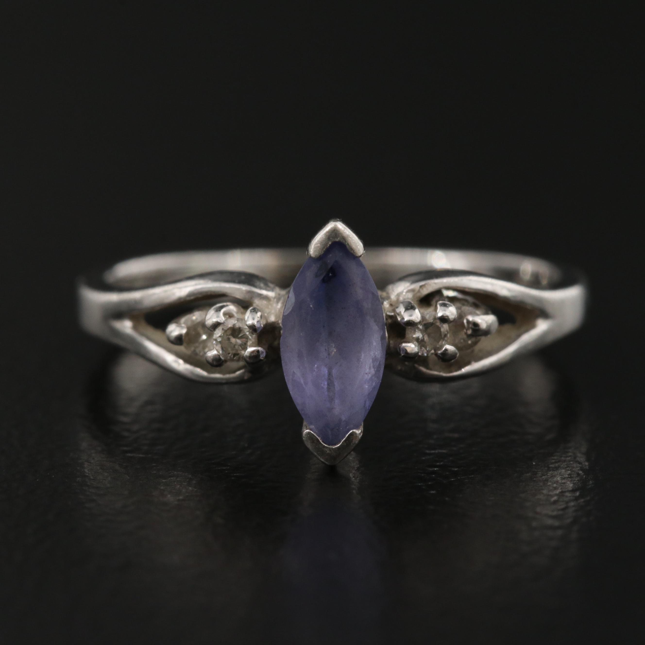 Platinum Tanzanite Ring with Diamond Accents